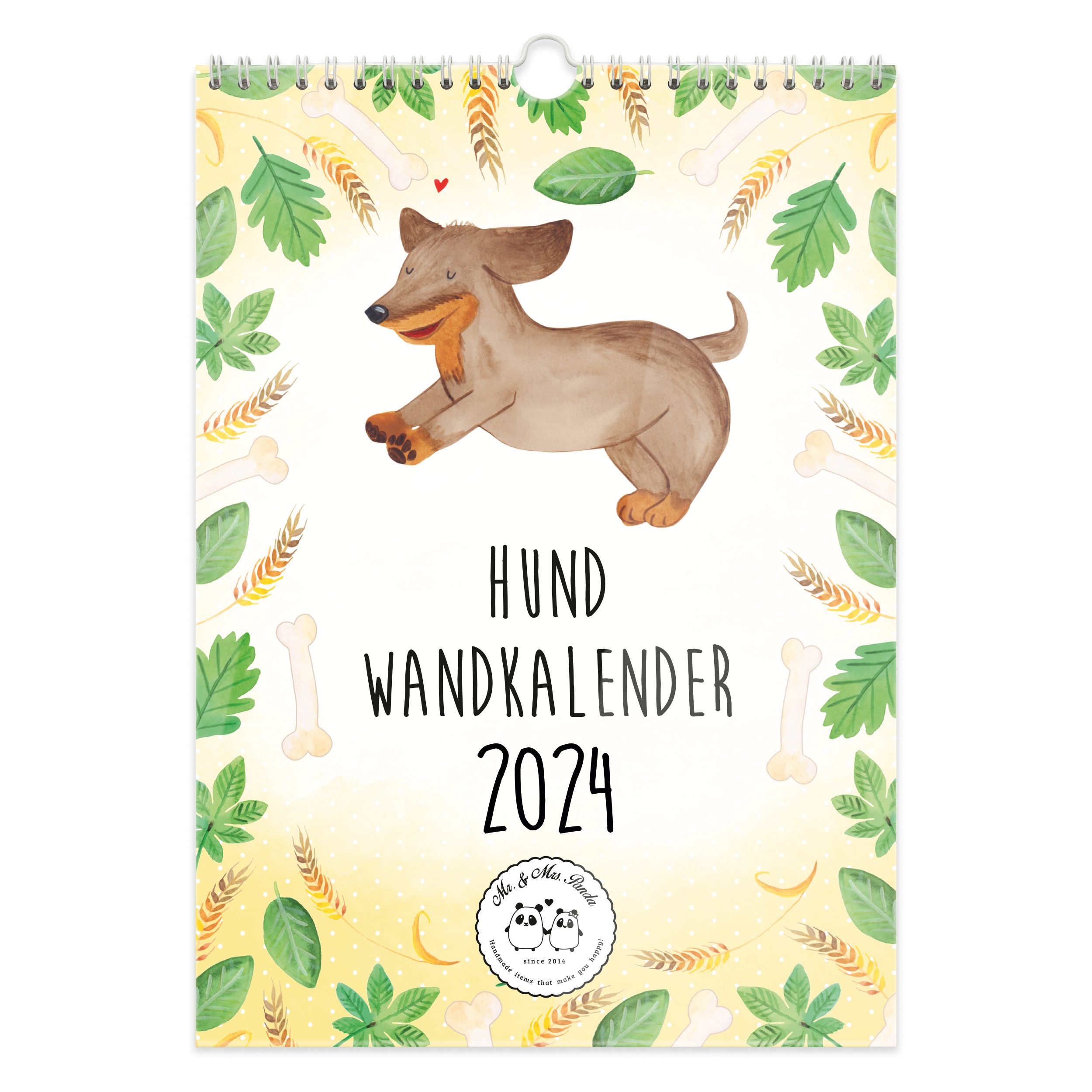 Mr. & Mrs. Panda Wandkalender 2024 Hund Collection - Weiß - Geschenk, Kalender mit Feiertagen, Hund