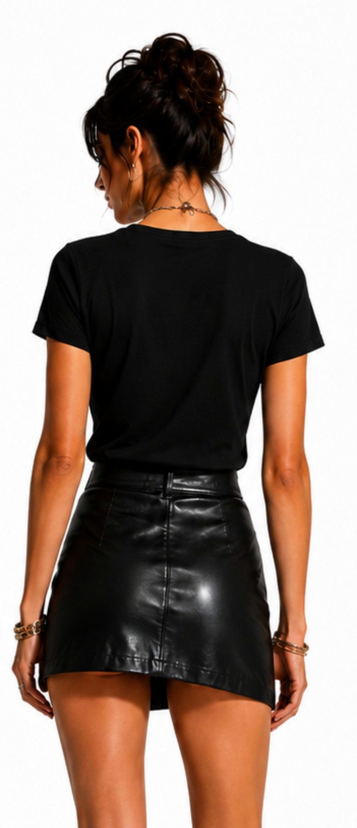 Balmain Paris T-Shirt Damen Pierre Balmain mit ikonischem Logo-Print U-Boot Kragen Taillierter Schnitt, schmaler Passform, Goldfarbener Logo-Print