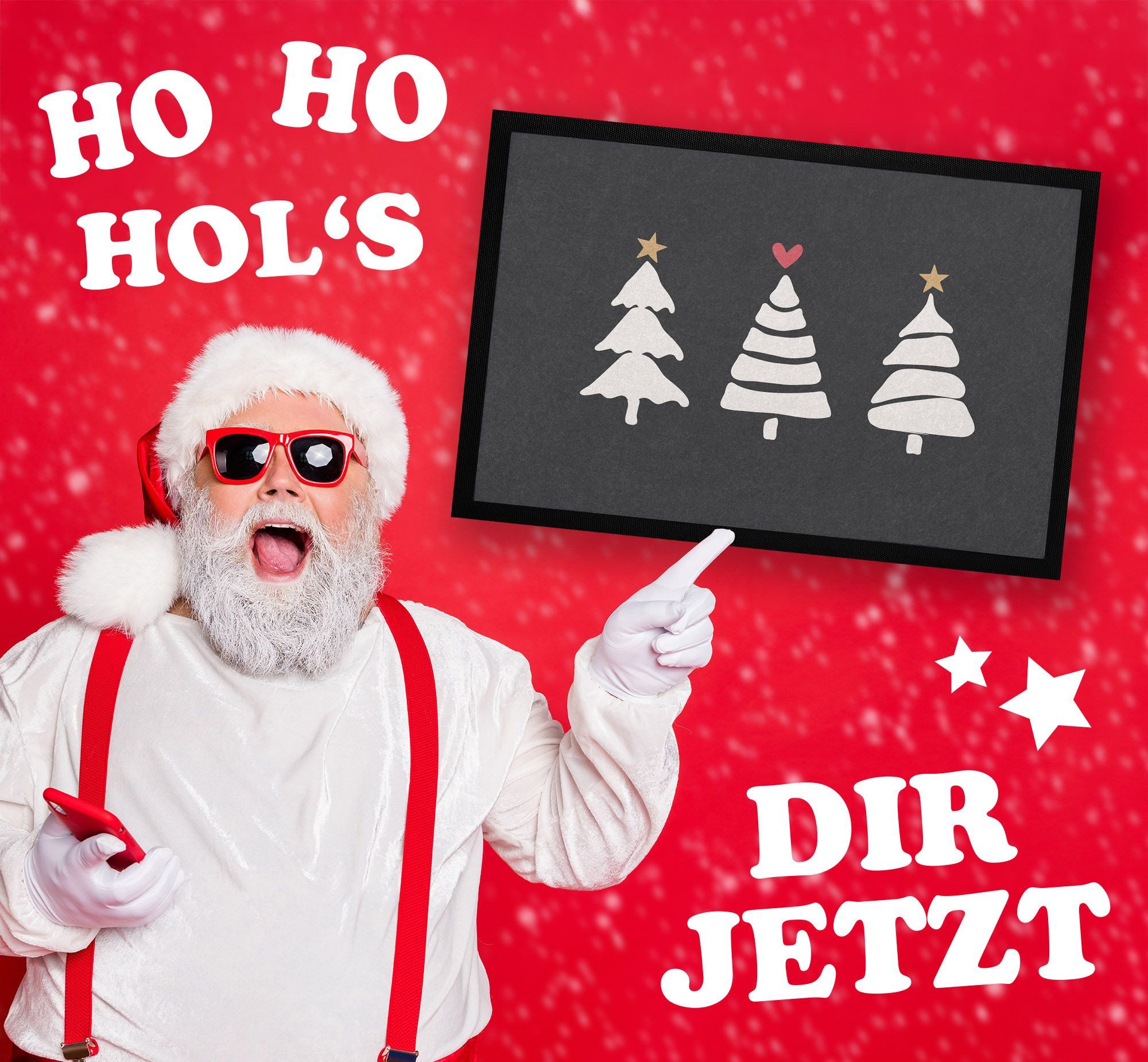 MoonWorks Fußmatte Fußmatte Winter Bäume Skandi Style Frohe Weihnachten rut günstig online kaufen