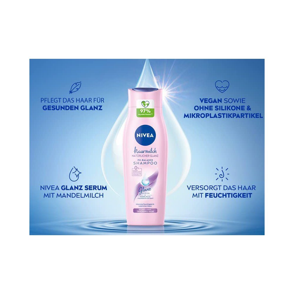 Nivea Haarshampoo GlanzMildes Natürlicher Haarmilch 250ml Shampoo