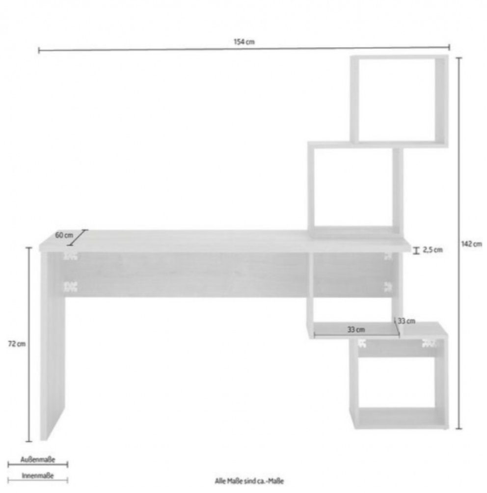 bv-vertrieb Schreibtisch Schreibtisch mit 4 offenen Fächern Bürotisch