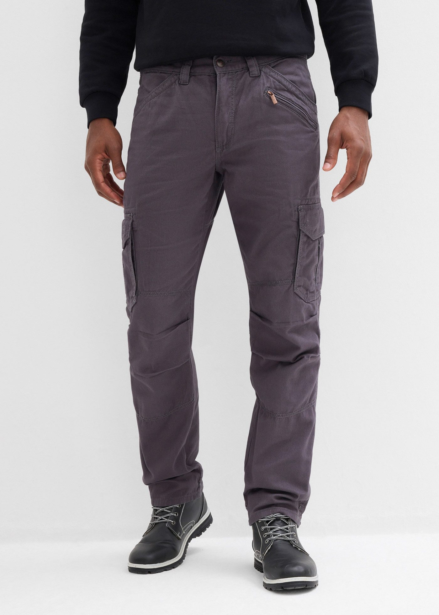 bonprix Cargohose (1-tlg) aus Baumwolle, mit Reißverschlussdetail, relaxed günstig online kaufen