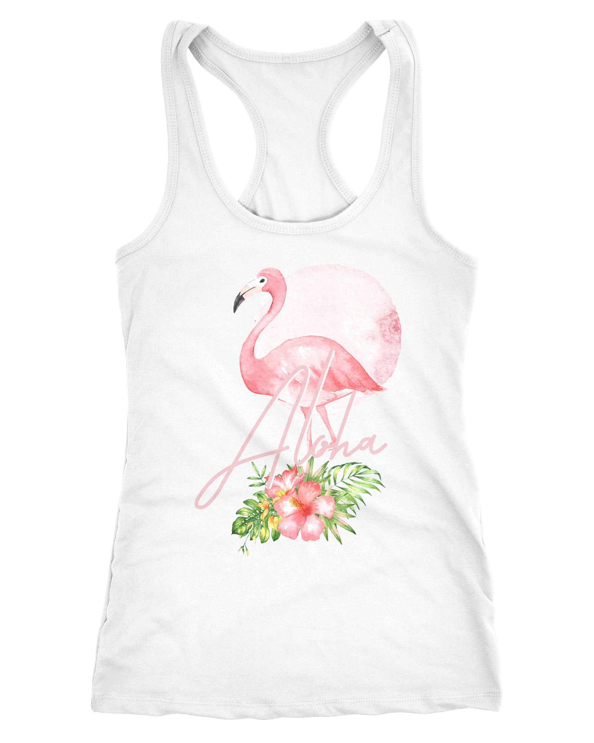 Tanktop Damen Tank-Top Flamingo Aloha Tropical Summer Jungle Paradise