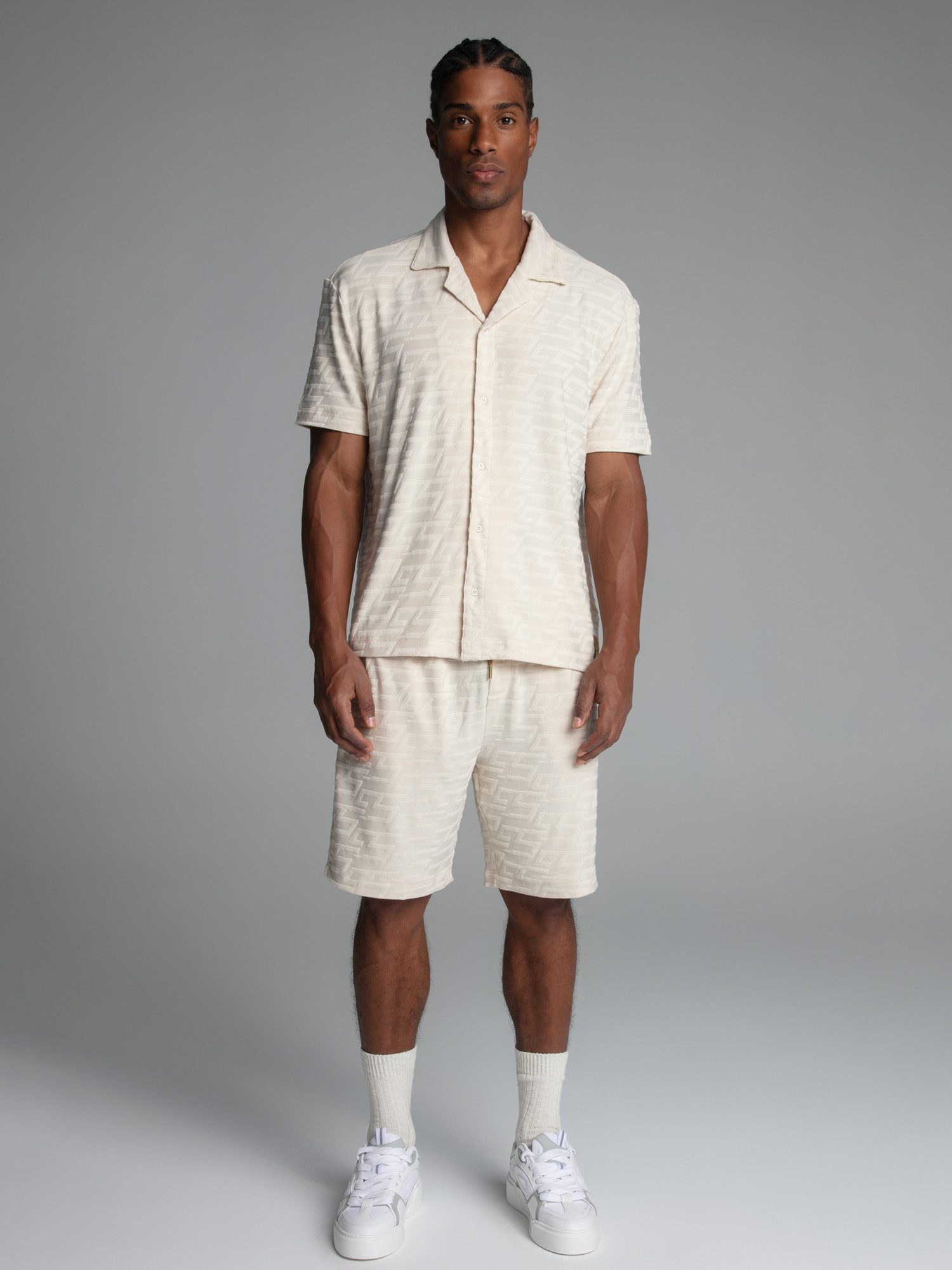 Siksilk Sweatshorts SikSilk Herren Ecru Frottee Shorts günstig online kaufen