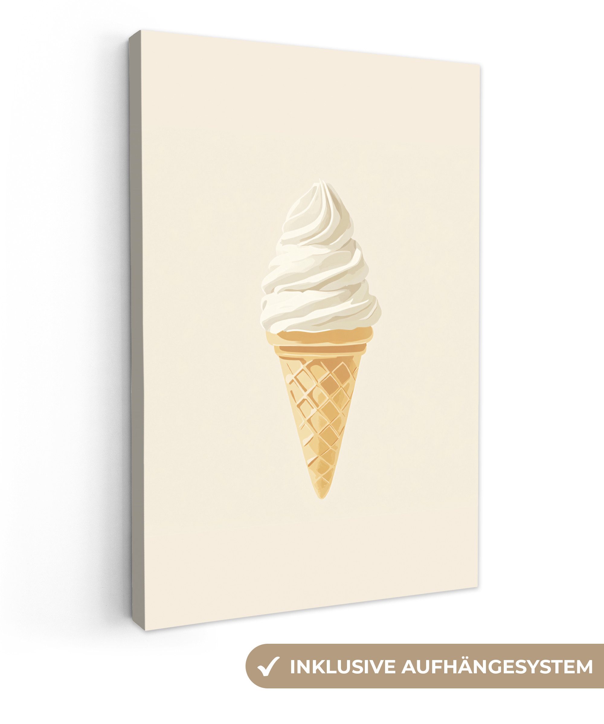 OneMillionCanvasses® Leinwandbild Eiswaffel - Weiß, Fotodruck günstig online kaufen