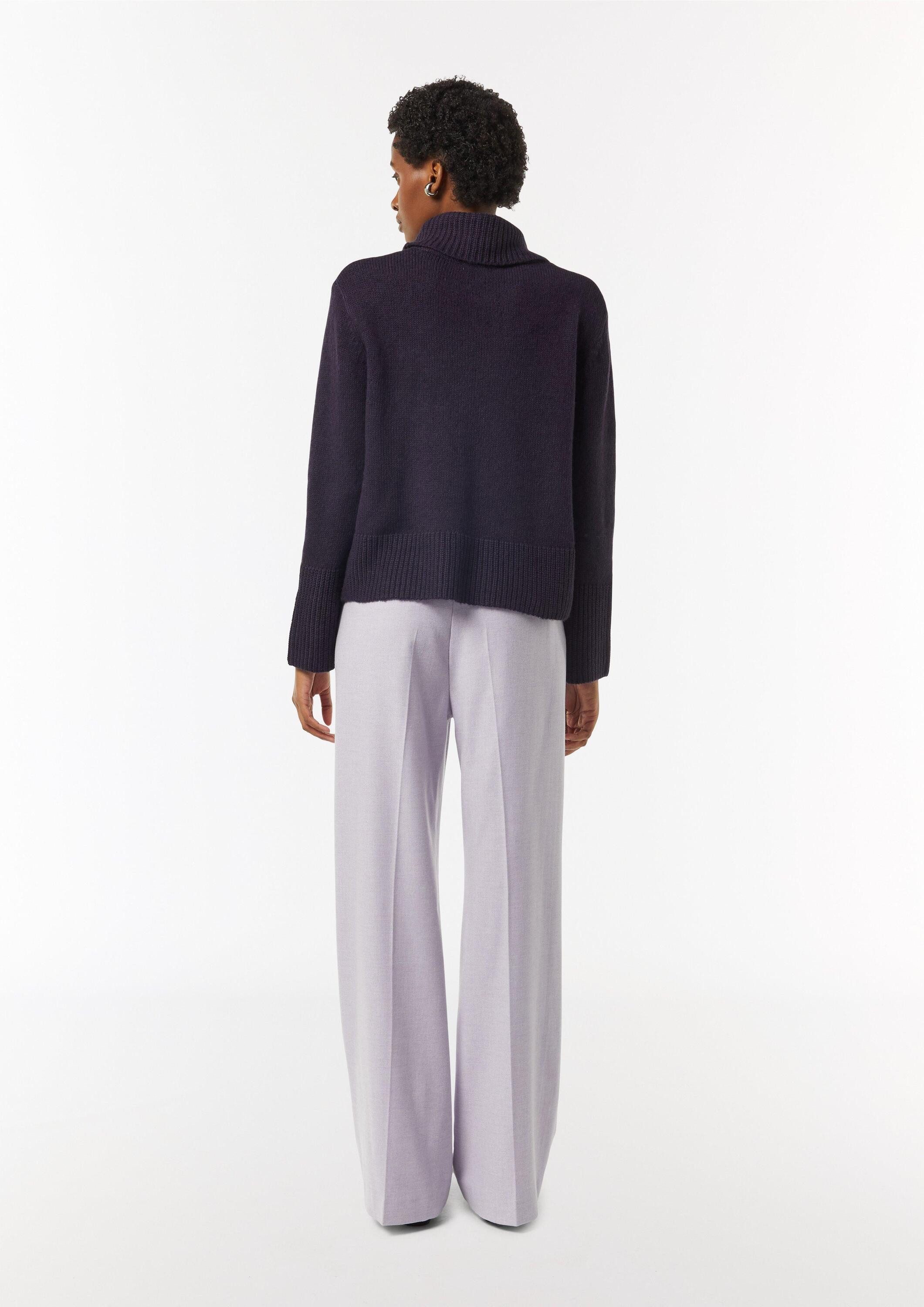 comma Longpullover Strickpullover Rollkragenpullover mit Zopfdetail