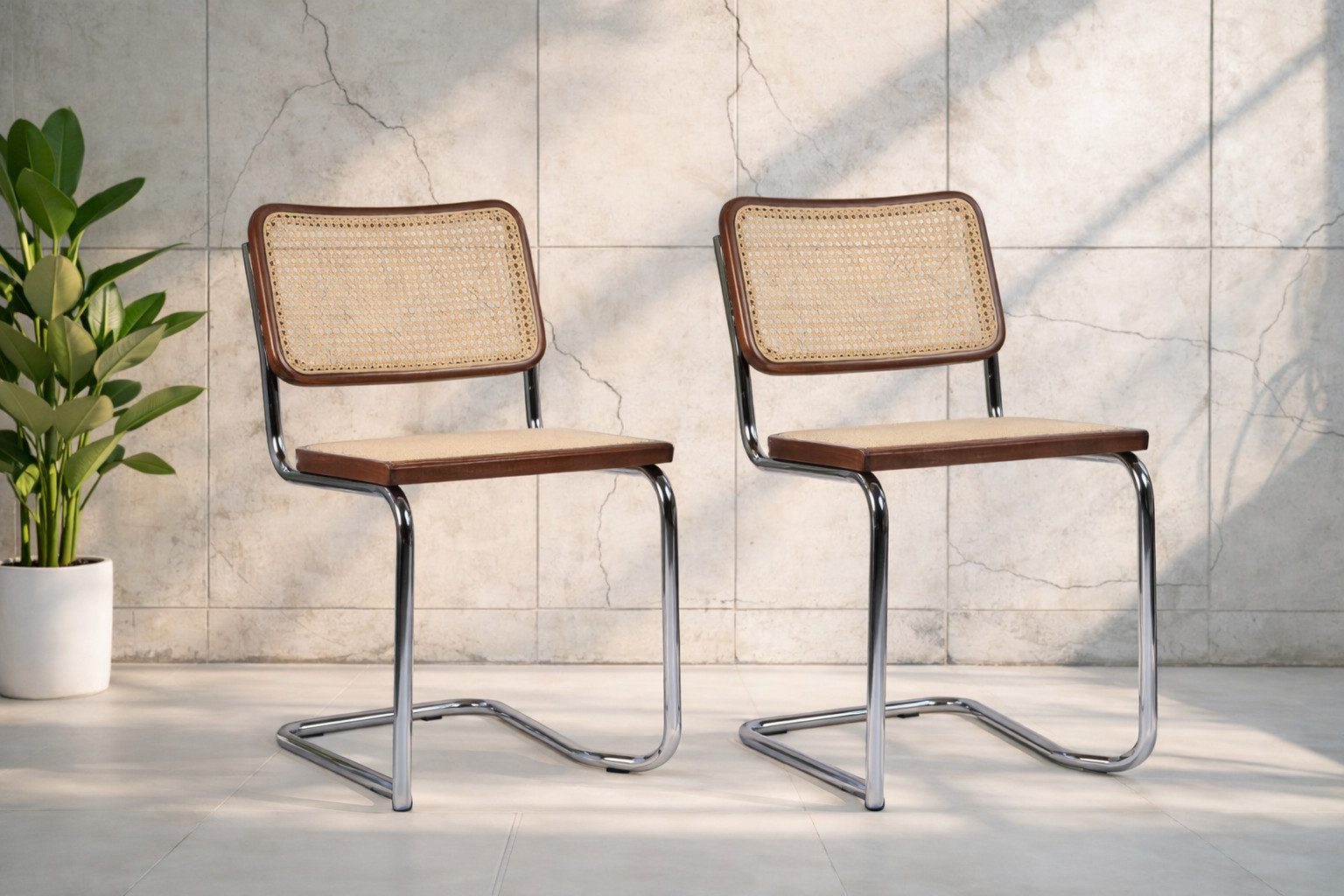 pemora Freischwinger Schwingstuhl Stapelstuhl 2-er Set JENA Wiener Geflecht montiert