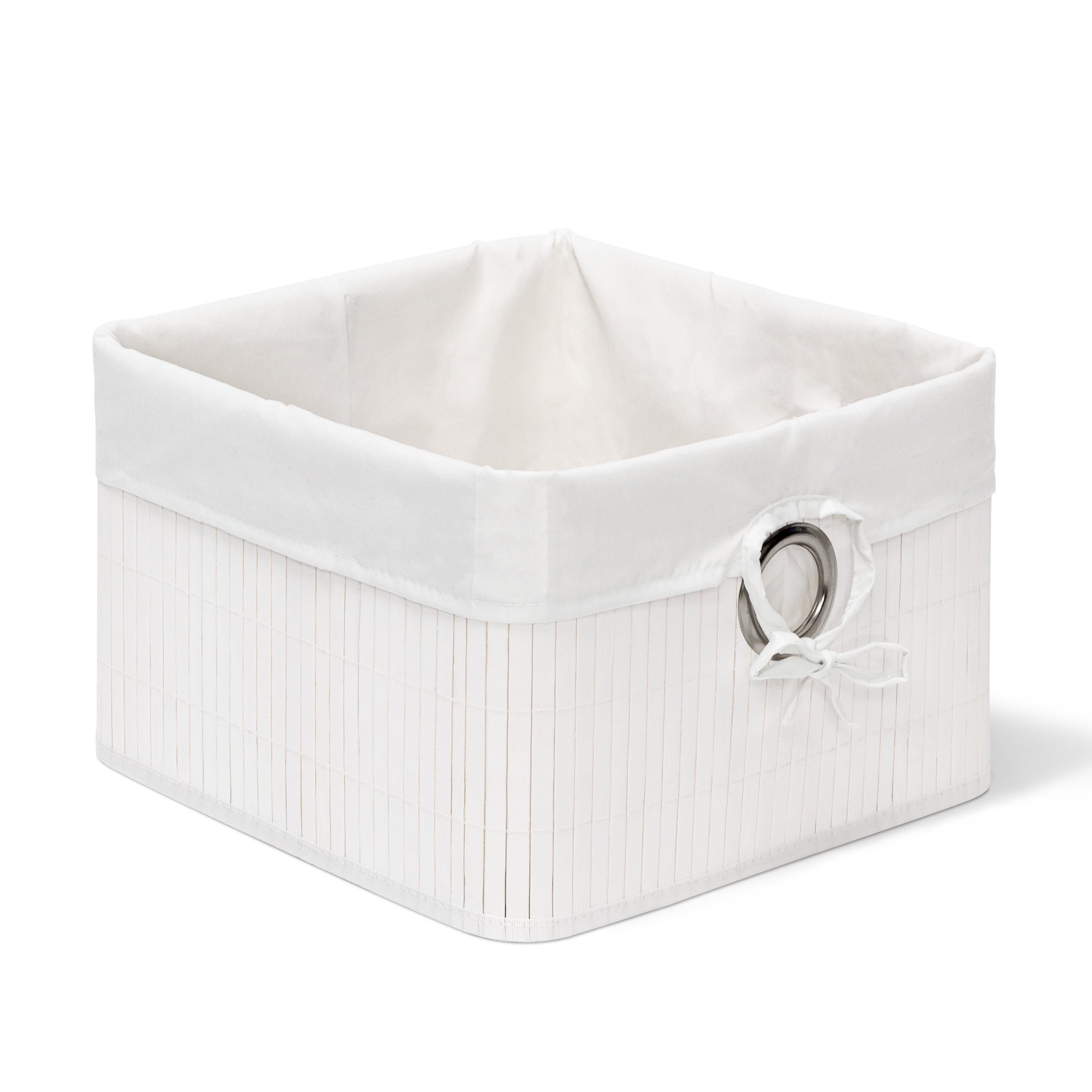 relaxdays Aufbewahrungskorb Bambus, weiß günstig online kaufen