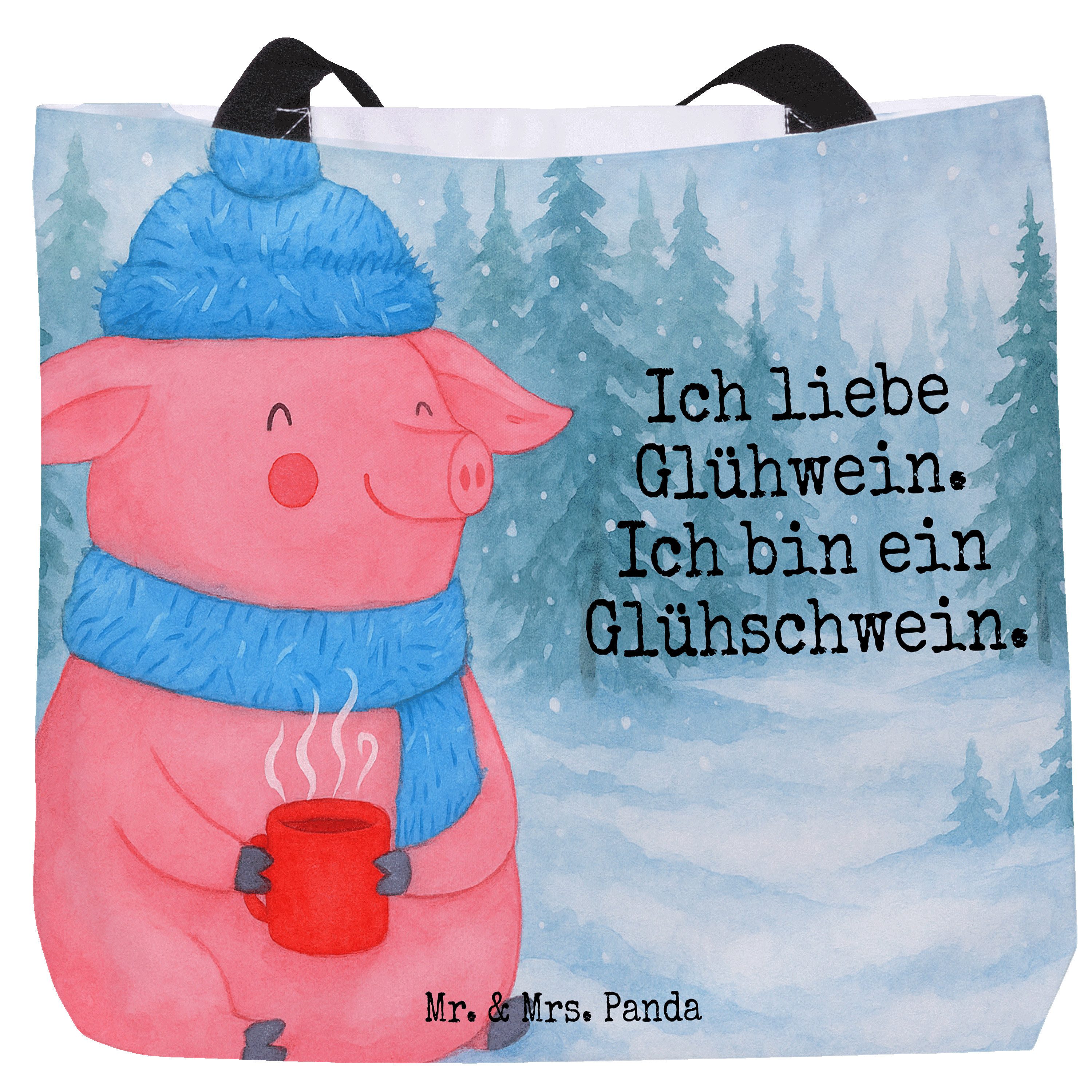 Shopper Schwein Glühwein Design, Schultasche, Weiß, Punsch, Stoffbeutel, Stra