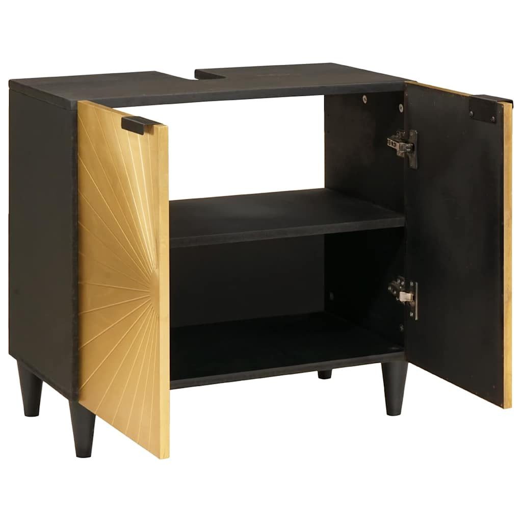 vidaXL Badezimmer-Set Spülenschrank mit Regal Schwarz günstig online kaufen