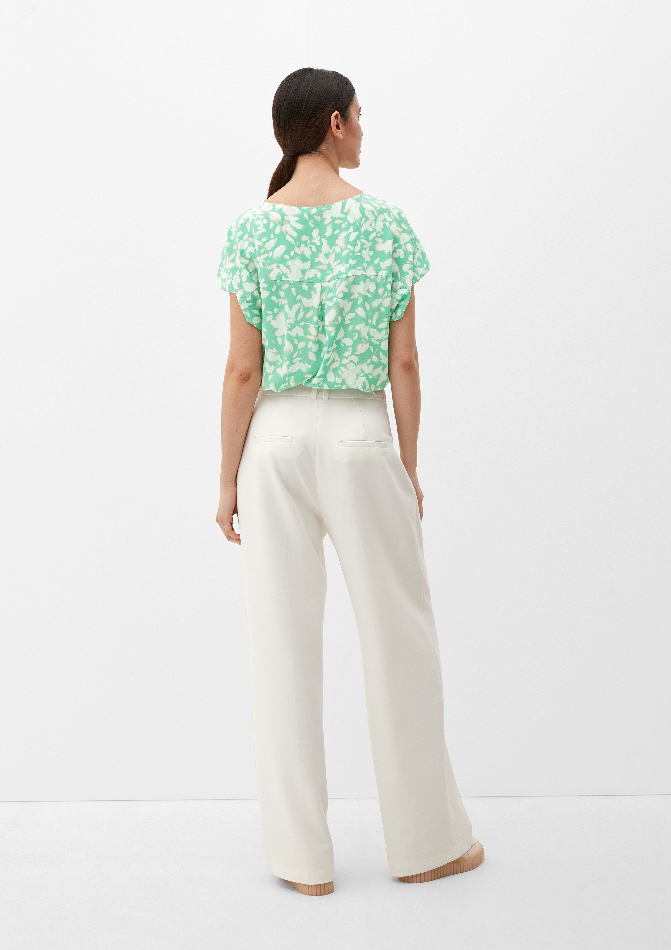 s.Oliver Kurzarmbluse Bluse Gemusterte Bluse im Loose Fit