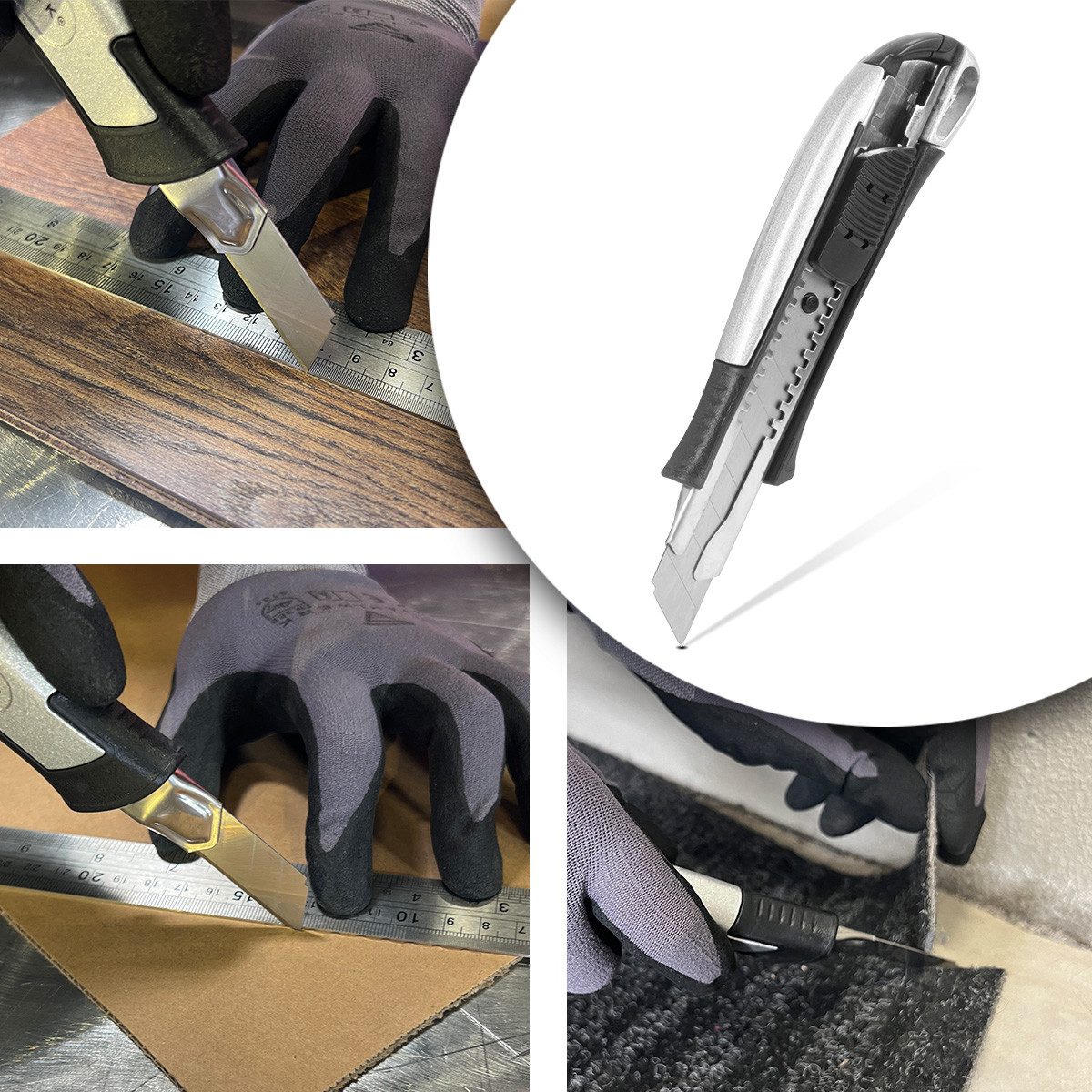 STAHLWERK Cuttermesser Premium-Cuttermesser PCM-181 ST 5er Set, (Packung, 5-tlg., Set), mit 18 mm Abbrechklingen Profi Cutter