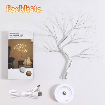MDHAND LED Baum Verstellbare Äste, 108 LED Baum Baumbeleuchtung Innen Deko, LED fest integriert, Warmweiß, USB/Batteriebetrieben