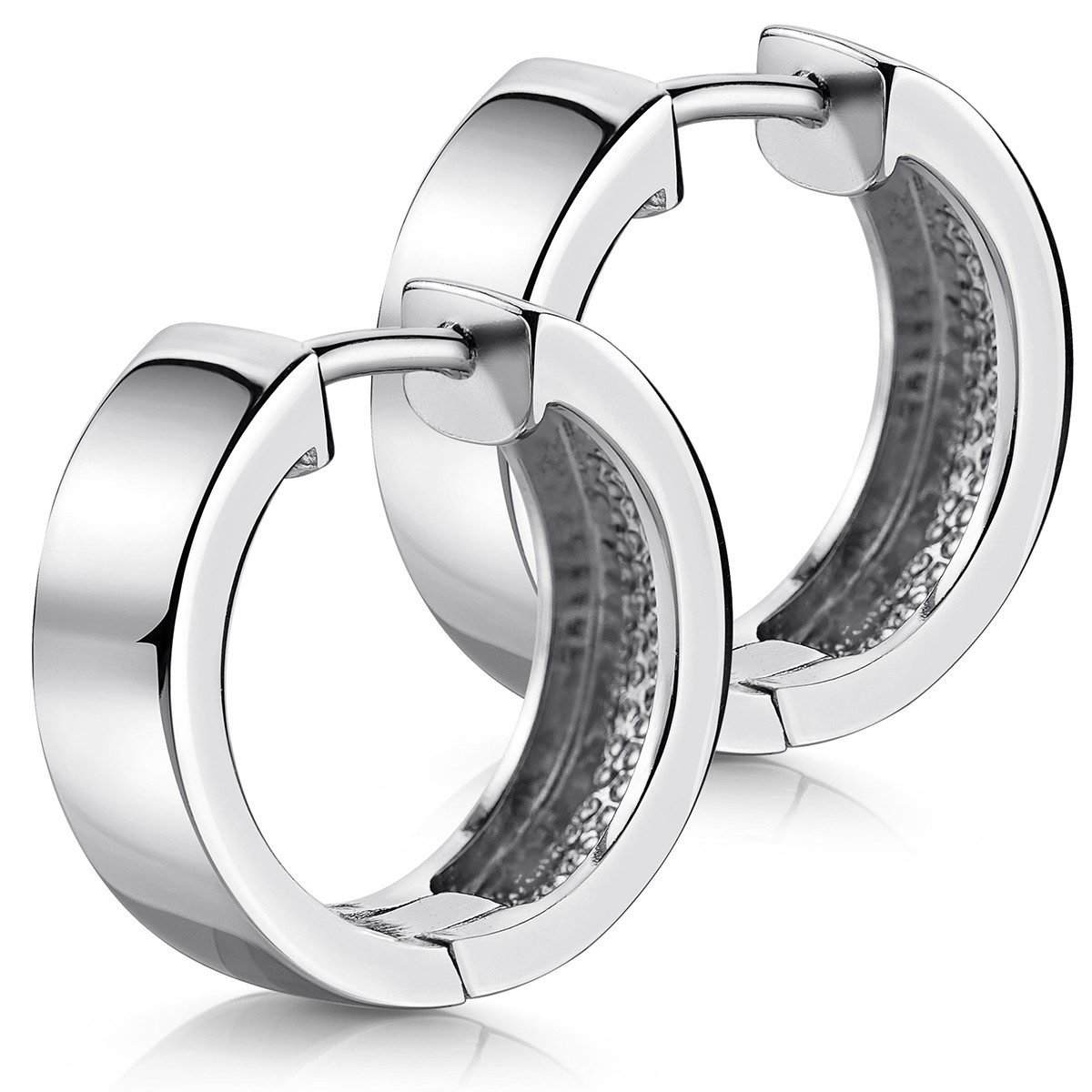 Materia Paar Creolen Damen Silber breit Ø18mm SO-376, 925 Sterling Silber, rhodiniert