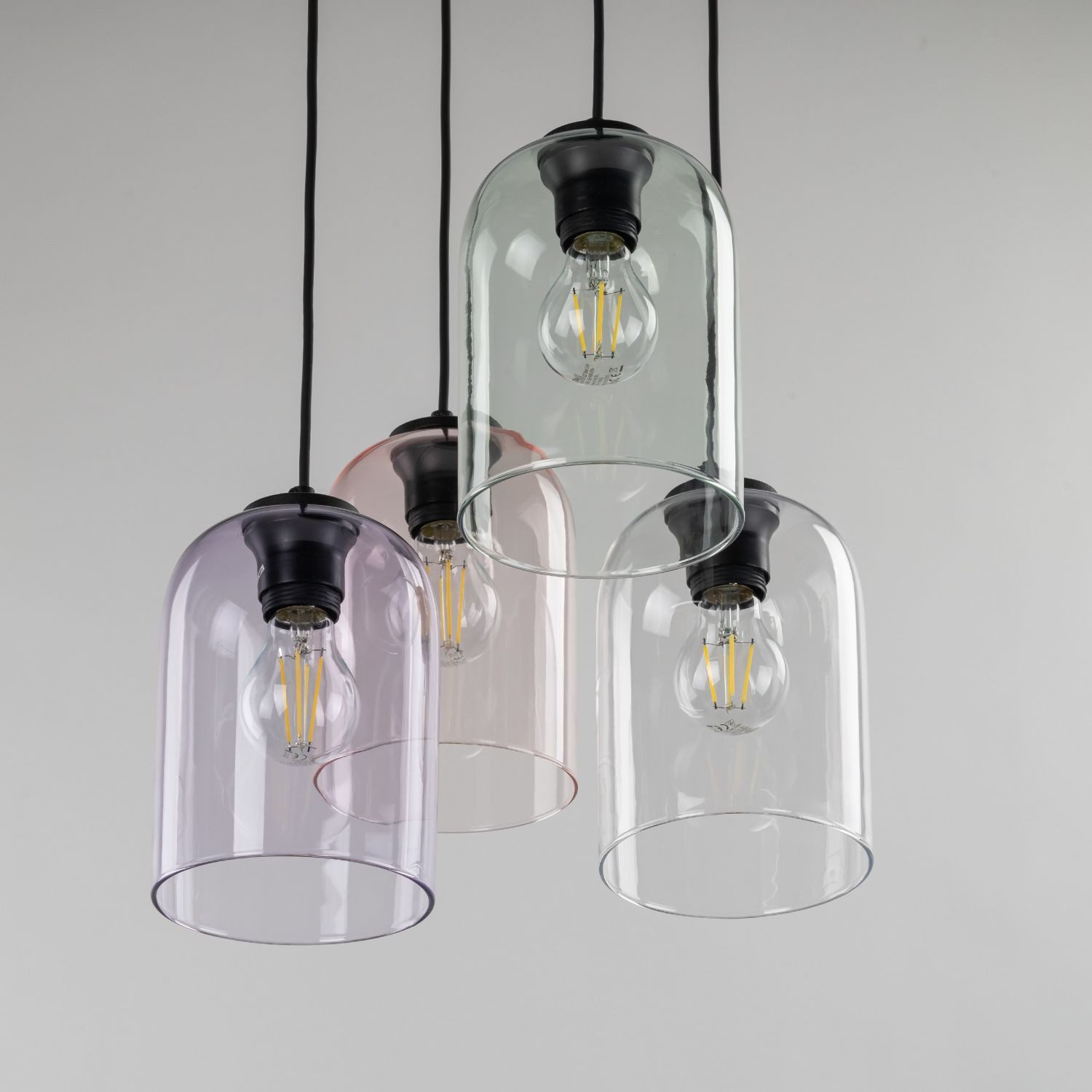 Licht-Erlebnisse Pendelleuchte LUNEX, ohne Leuchtmittel, Glas Metall E27 38 cm breit H: max. 150 cm Schwarz Mehrfarbig Modern