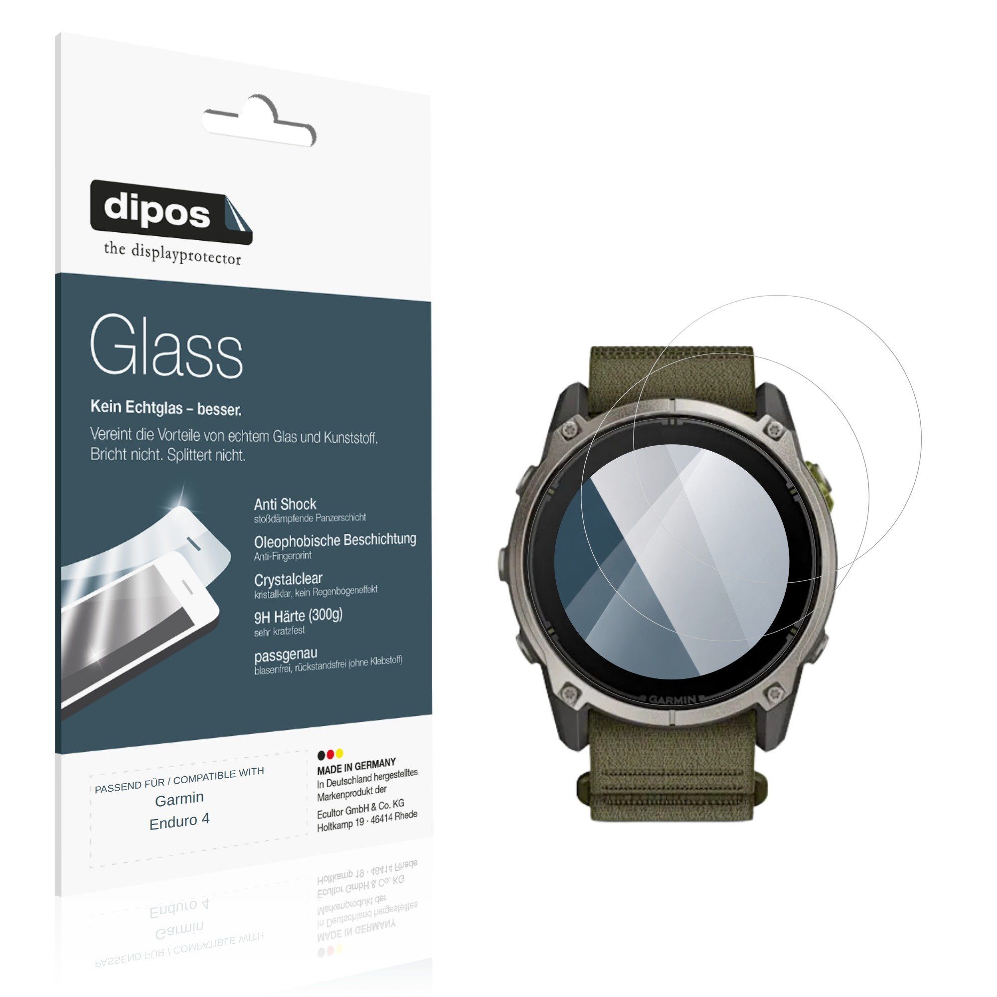 dipos Displayschutzfolie Schutzfolie für Garmin Enduro 4, 2 Stück, Displayschutz Schutz Folie Made in Germany
