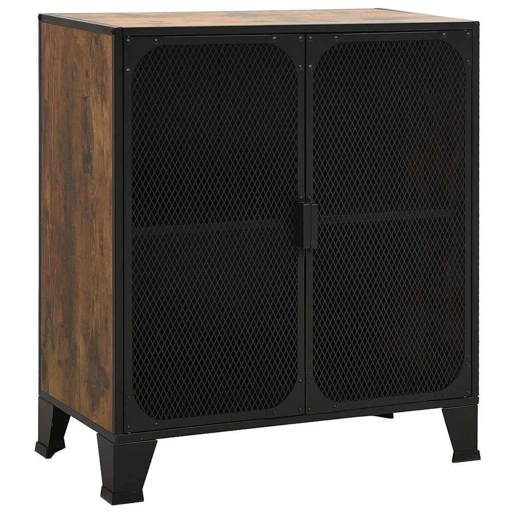 vidaXL Sideboard Aufbewahrungsschrank Rustikal Braun 72x36x82 cm Metall und MDF (1 St)