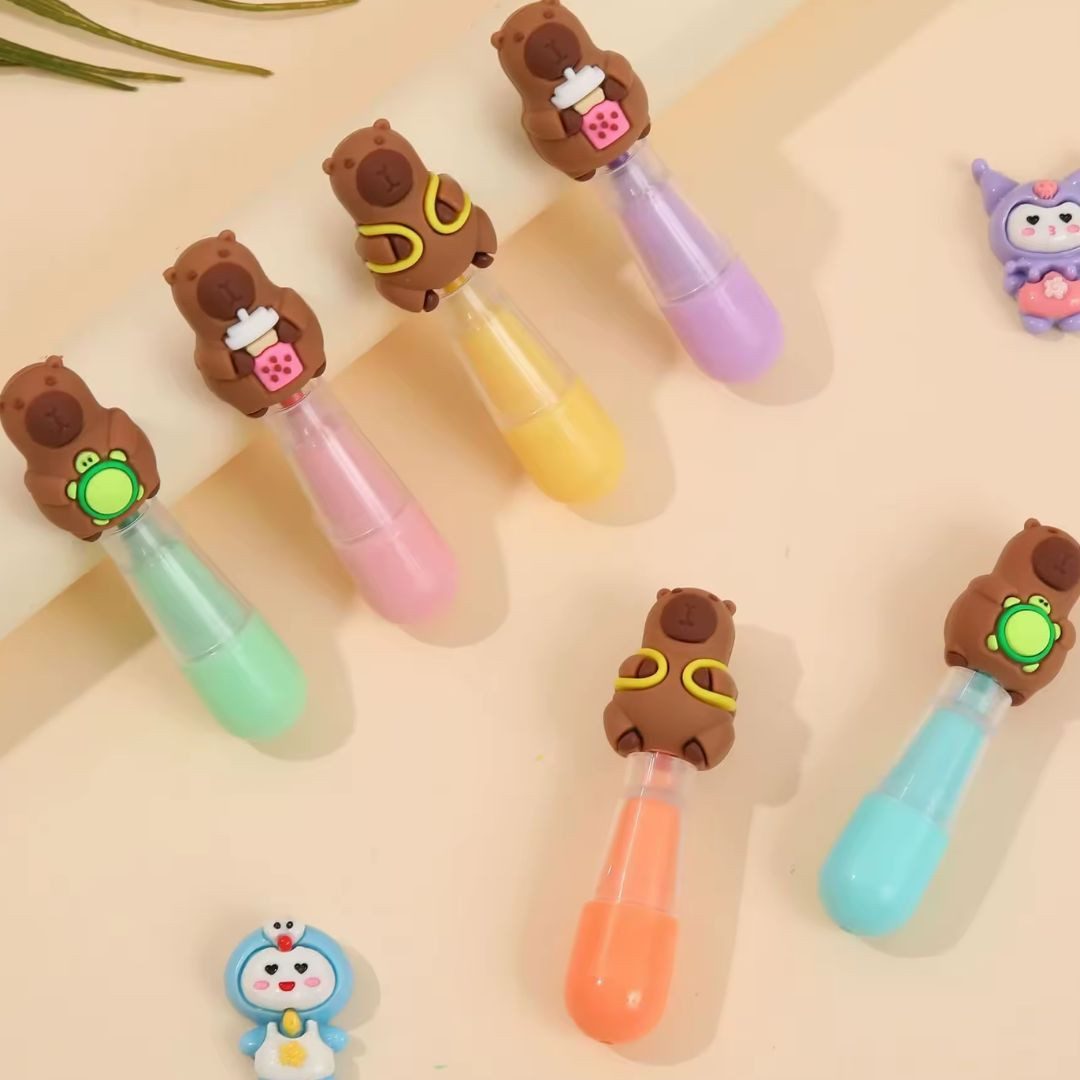 suebidou Marker Witzige Textmarker im Capybara Stil 6-Stk-Set, nachhaltig, kreativ