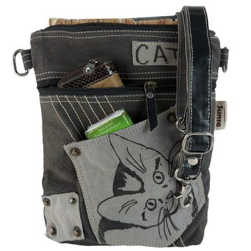 Sunsa Umhängetasche Umhängetasche aus Canvas, Crossbody Tasche mit Katzen Motiv