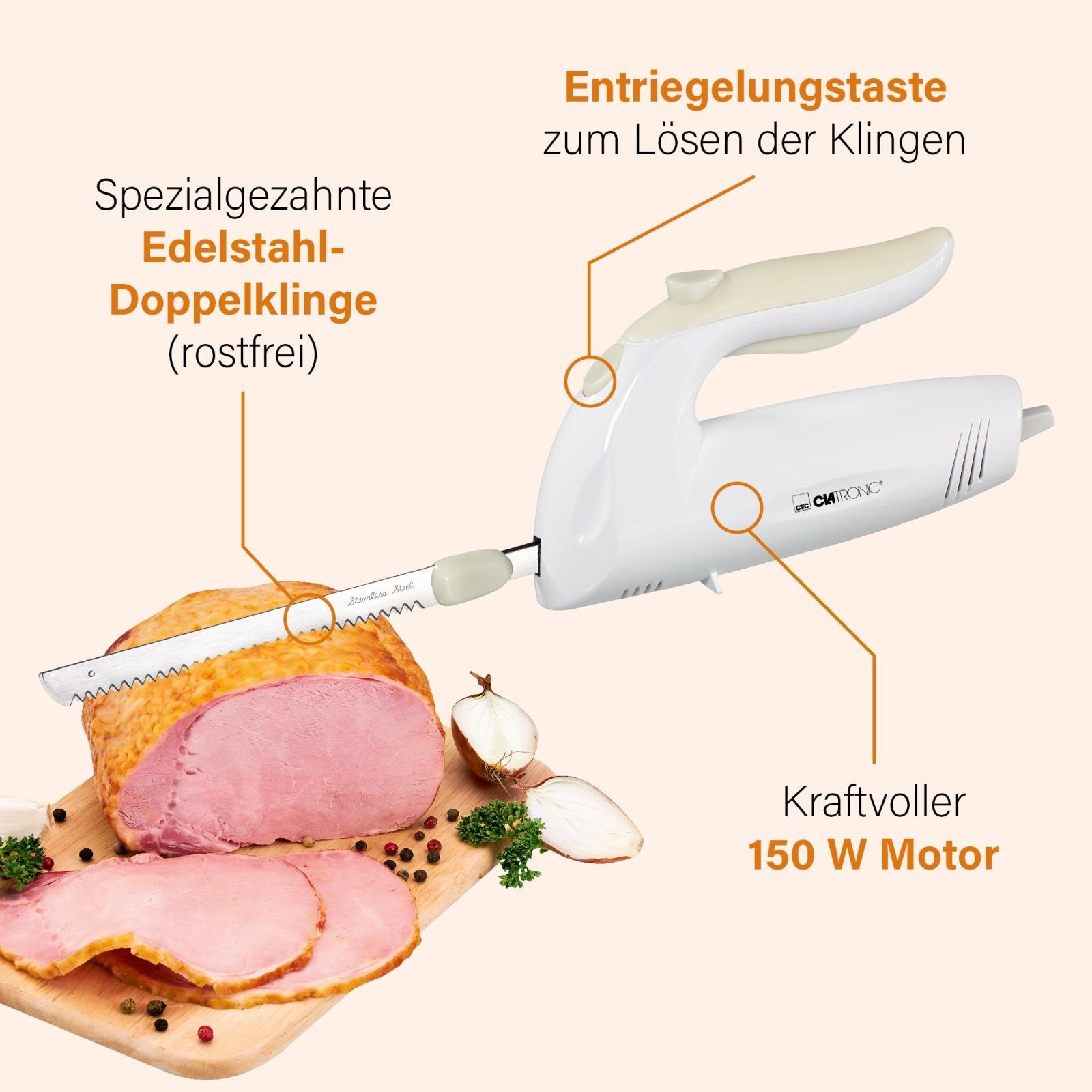 Elektromesser Elektrisch Elektromesser Doppelklingen bmf-versand Messer Brot Weiss mit Fleisch