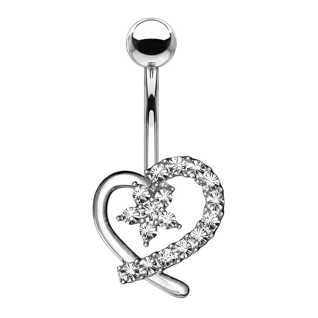 Taffstyle Bauchnabelpiercing Piercing Banane Stecker Kristall Herz Blume  Center, Bauchnabelpiercing Chirurgenstahl Bauchnabel Anhänger Strass Glitzer