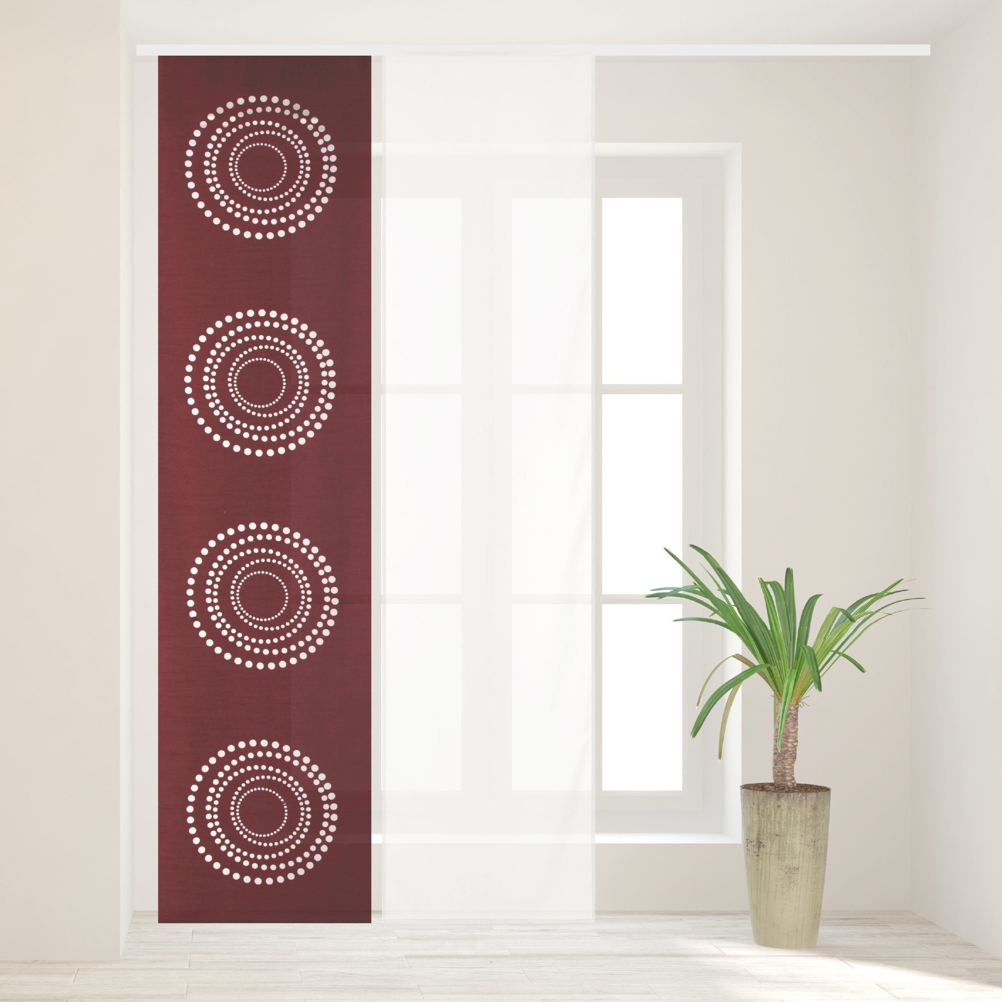 Bestlivings Schiebegardine Vivess (2 St), Klettband, transparent, Flächenvorhang 2er/4er Pack in versch. Farben inkl. Zubehör