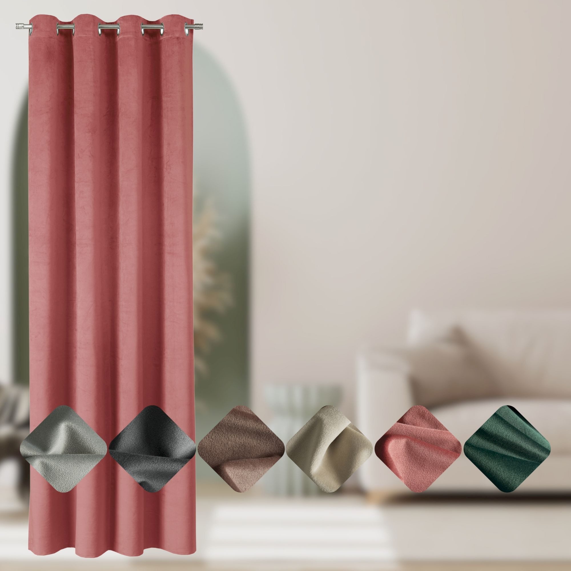 TOM TAILOR Vorhang VELVET SIGNATURE Ösenvorhang (1 St), Öse, Polyester, 140 x 250 cm in Rose