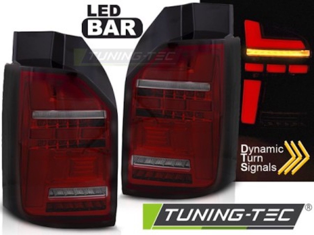 LLCTOOLS KFZ-Ersatzleuchte LED Rückleuchten Passend für Volkswagen T6.1 20–24 Rot Smoke LED Bar