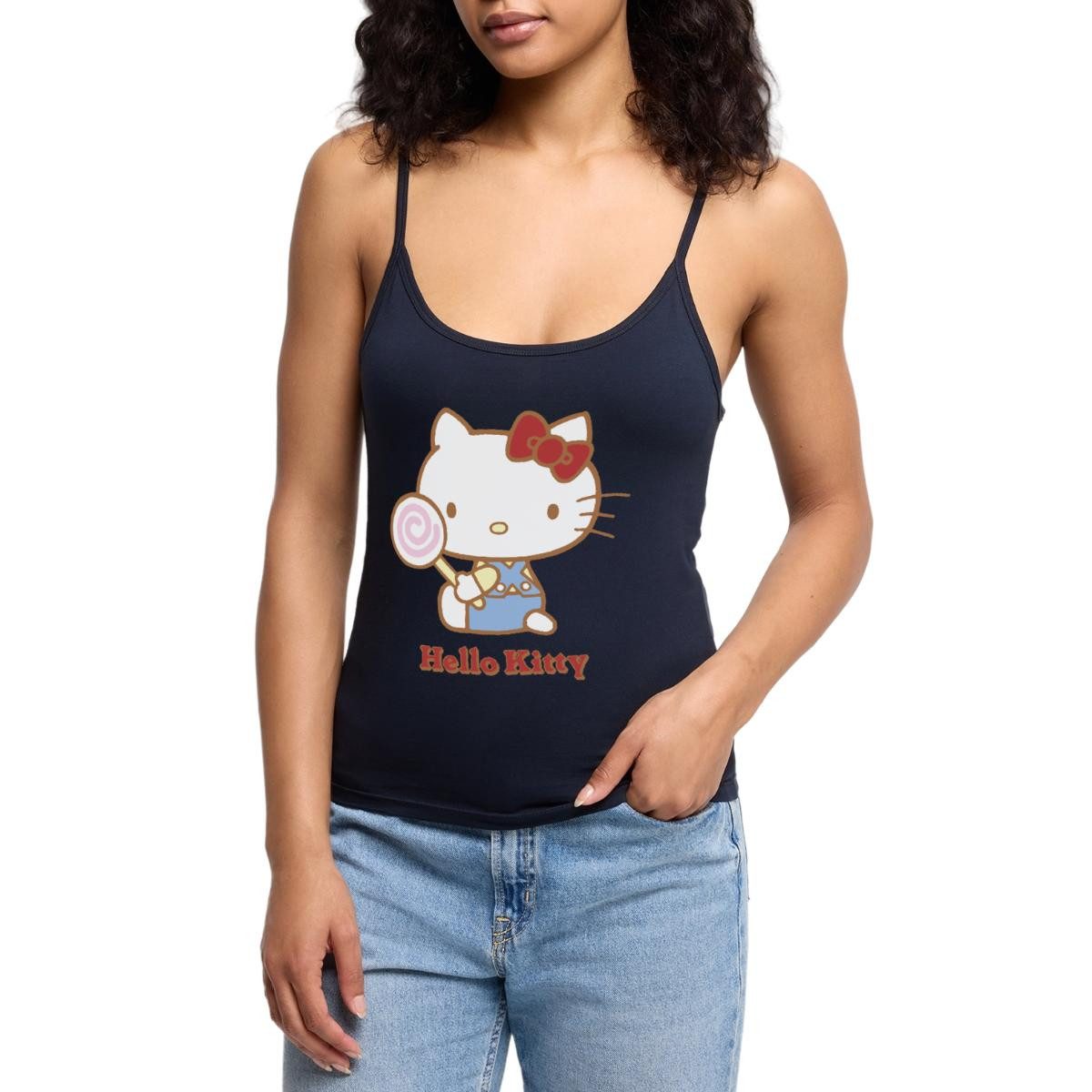 Spaghettitop Hello Kitty Mit Lollipop Frauen Premium Organic Top mit Spaghettiträge