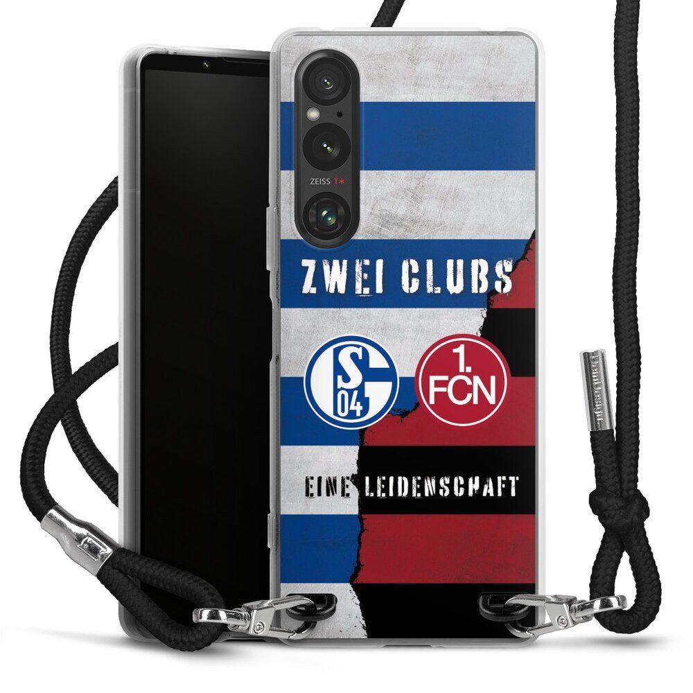 DeinDesign Handyhülle FC Schalke 04 1. FC Nürnberg Freundschaft, Sony Xperia 1 V Handykette Hülle mit Band Case zum Umhängen