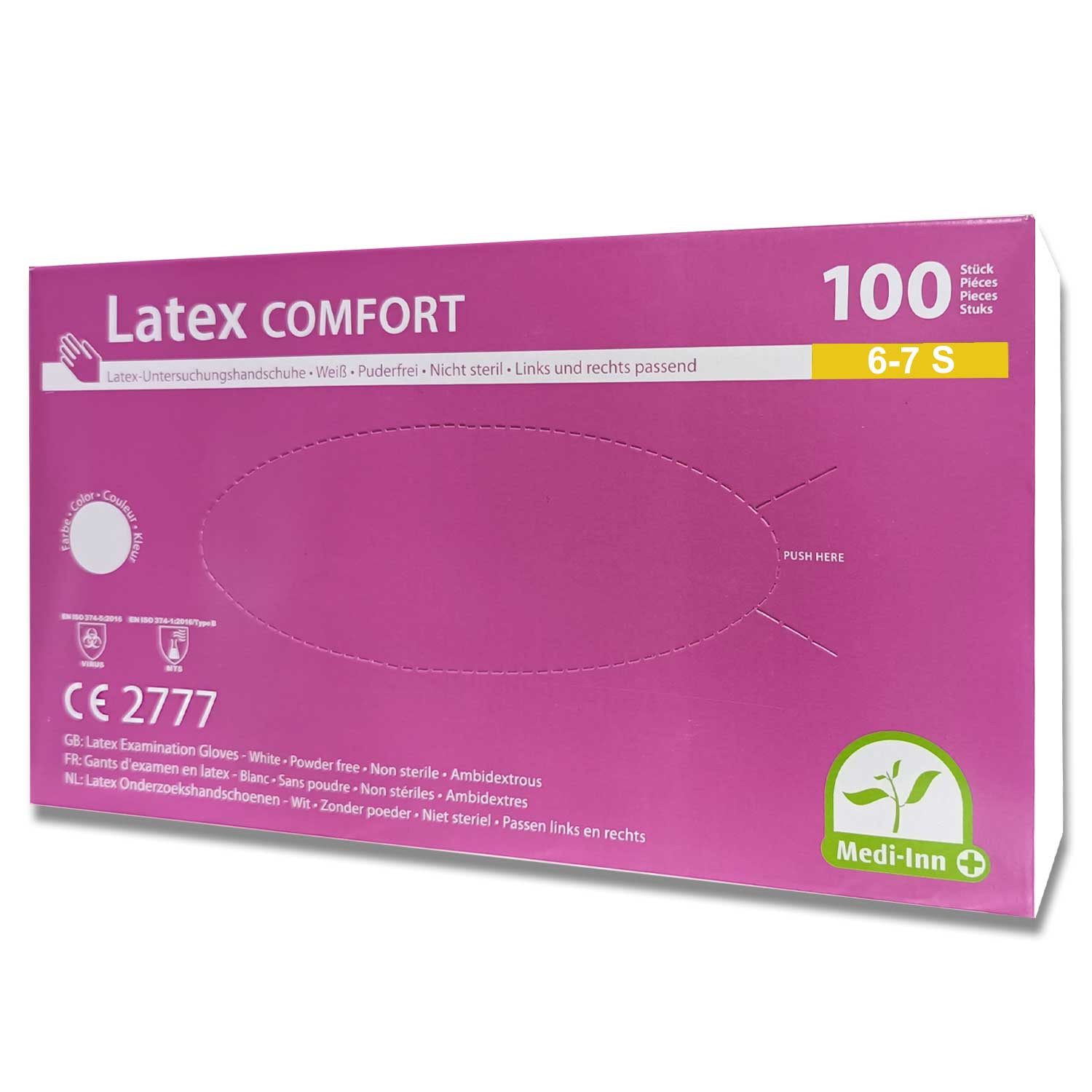 BODY PRODUCTS Relax Pharma und Kosmetik GmbH Latexhandschuhe Latex Comfort Natur Einmalhandschuhe puderfrei - S