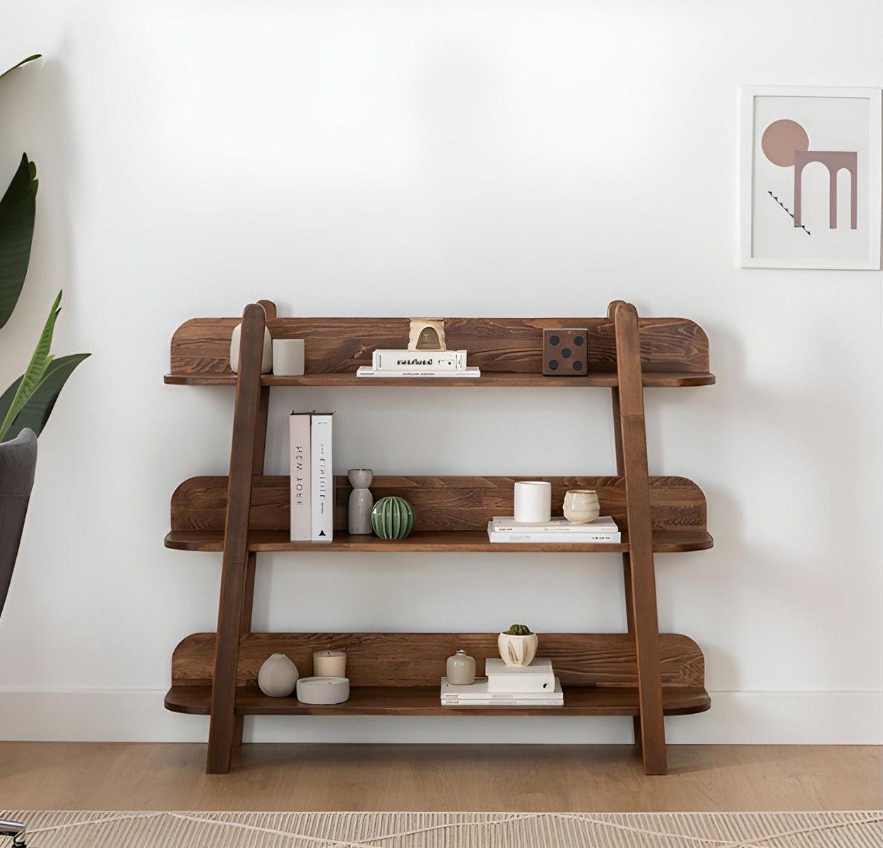 Xlmoebel Bücherregal Dunkelbraunes Bücherregal Designer Holz Ablagenregale, 1-tlg., Made in Europa