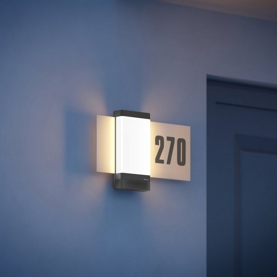 steinel LED Wandleuchte L 270 digi SC, LED fest integriert, Warmweiß,  Wandlampe, Bewegungsmelder, Bluetooth, außen, modern, Hausnummernleuchte
