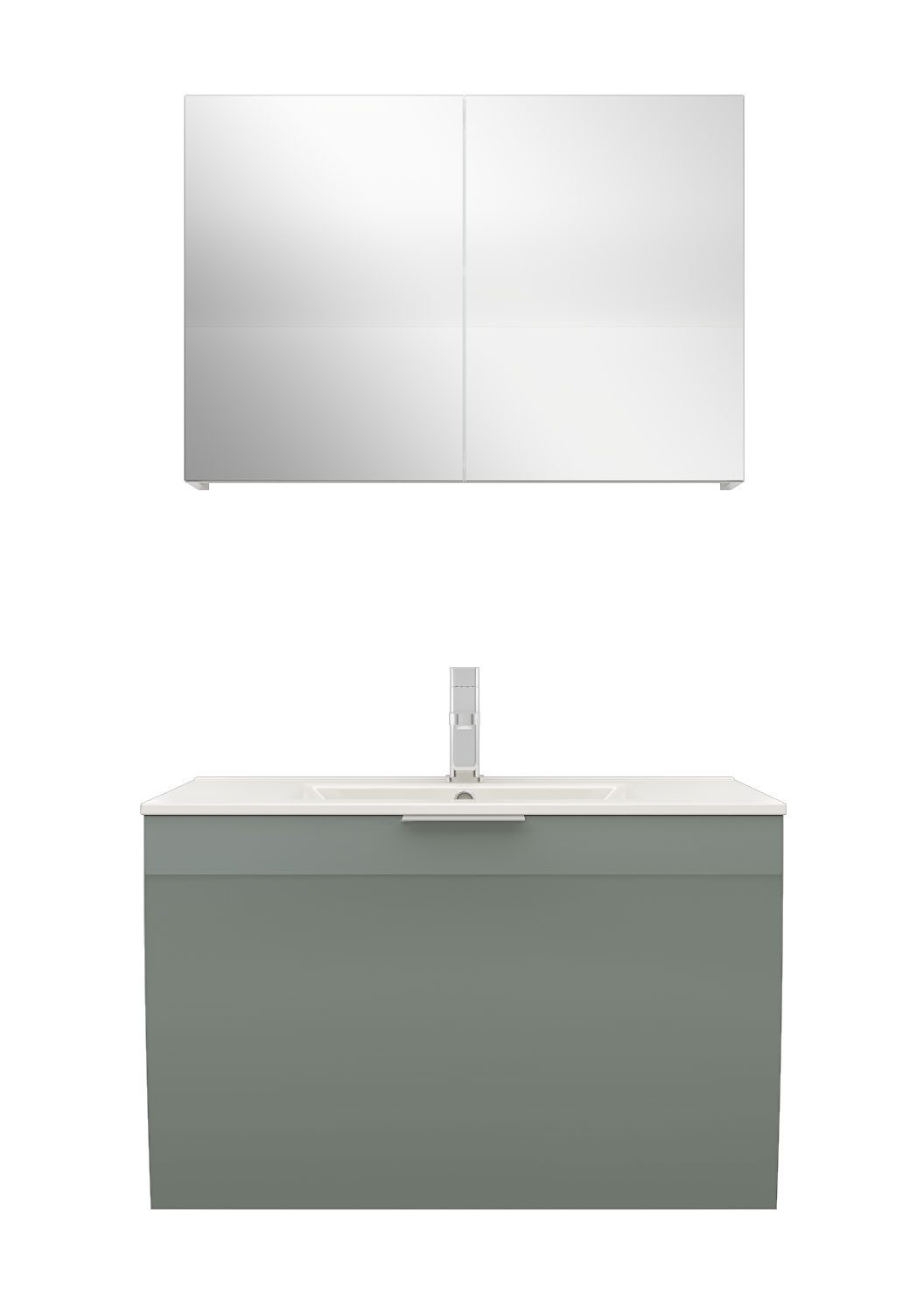 Badmöbel-Set AcquaVapore Badmöbel Set Gently 1 V1 Weiß/Grau MDF Waschtisch 80cm