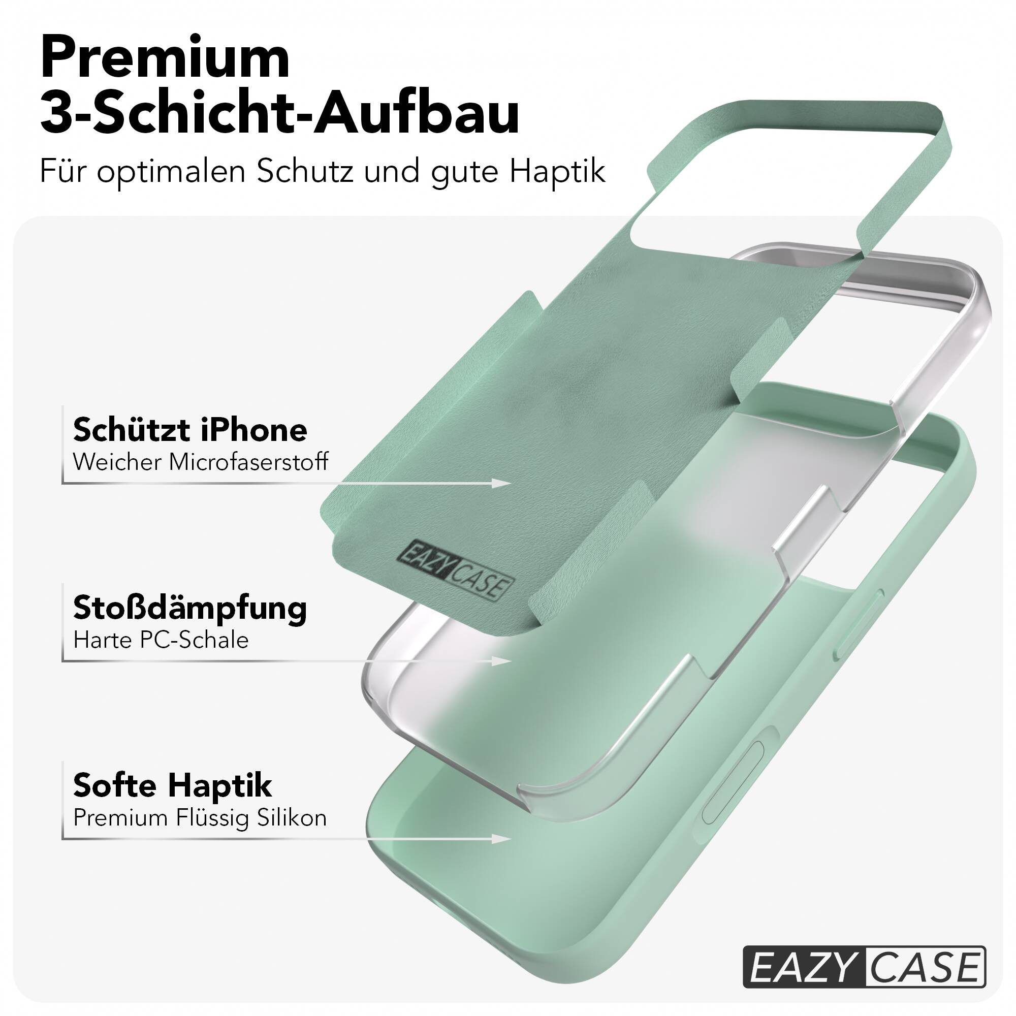 EAZY CASE Handyhülle für Apple iPhone 17 Pro Hülle Silikon 6,3 Zoll, Cover Hülle mit Kameraschutz Bumper Case Slimcover kratzfest Mint Grün – Bild 5 von 5