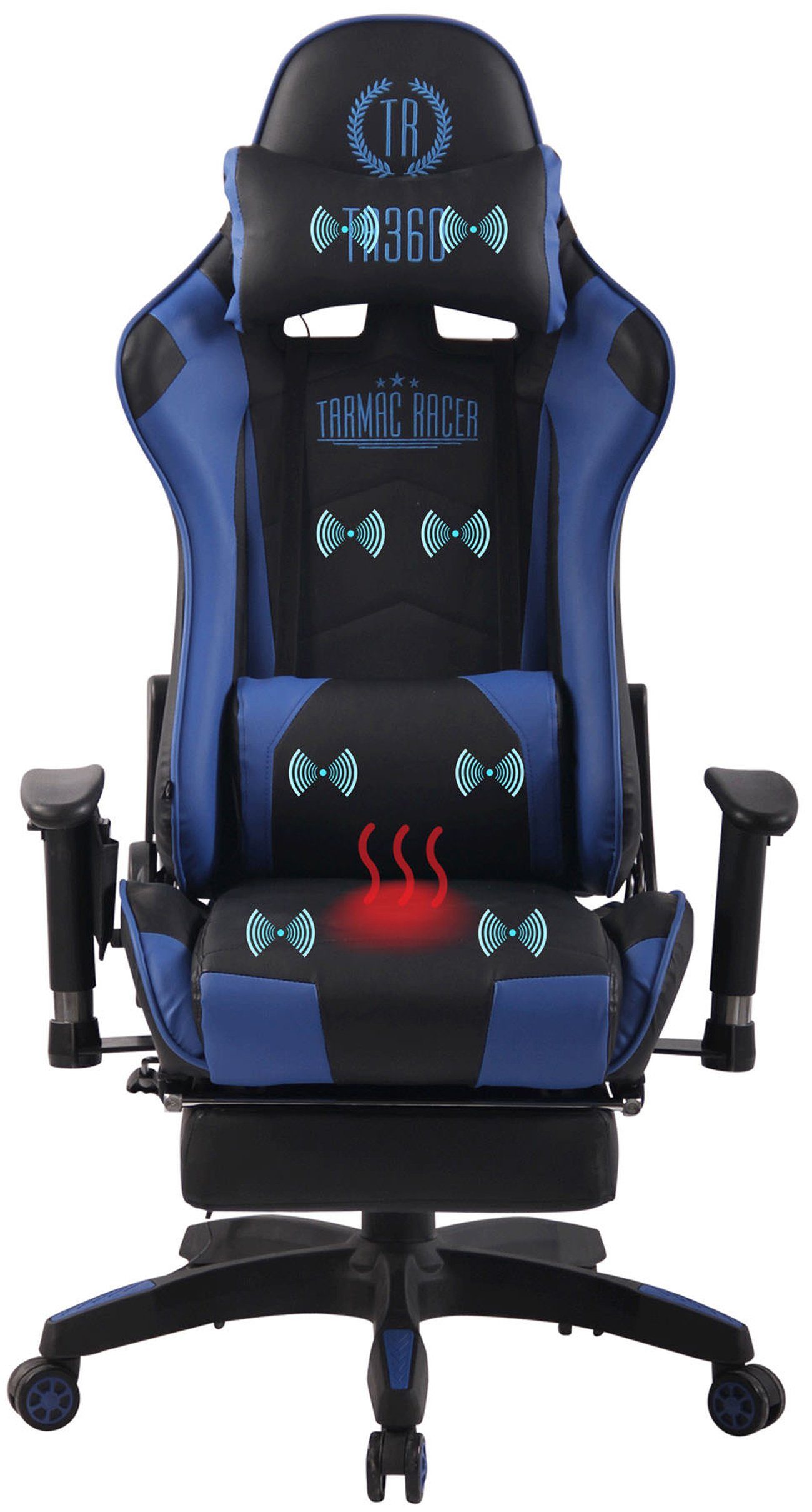 schwarz/blau Gaming Chair XFM Fußablage CLP Massagefunktion, Kunstleder, Turbo