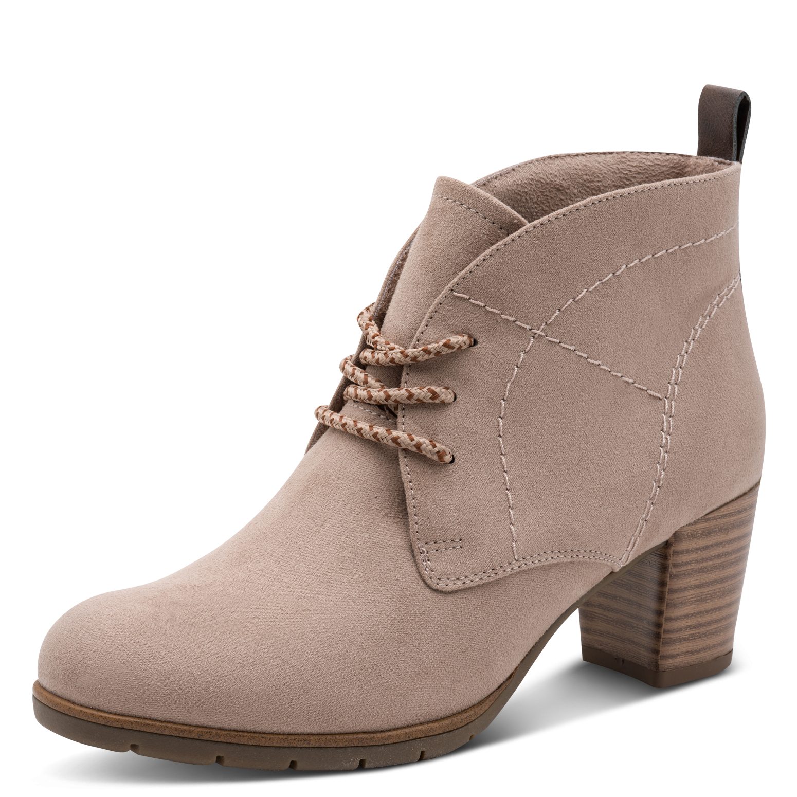 MARCO TOZZI Schnürstiefelette Blockabsatz, Ankleboots, Schnürboots mit Ziernähten