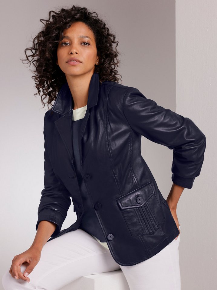 Mainpol Blusenblazer Lammnappa-Lederblazer Langarm