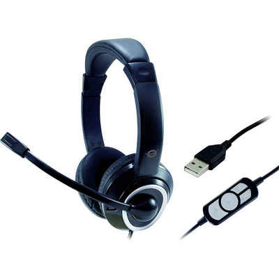 Conceptronic »POLONA USB-Headset« Kopfhörer (Fernbedienung, Lautstärkeregelung, Mikrofon-Stummschaltung)