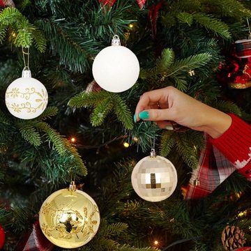 Rutaqian Weihnachtsbaumkugel Weihnachtskugeln, 44 Stück/Set 3-6cm Rot-Weiß-Weihnachtsball-Ornament, Weihnachtskugel Set aus Plastik Farbkugel Geschenkbox
