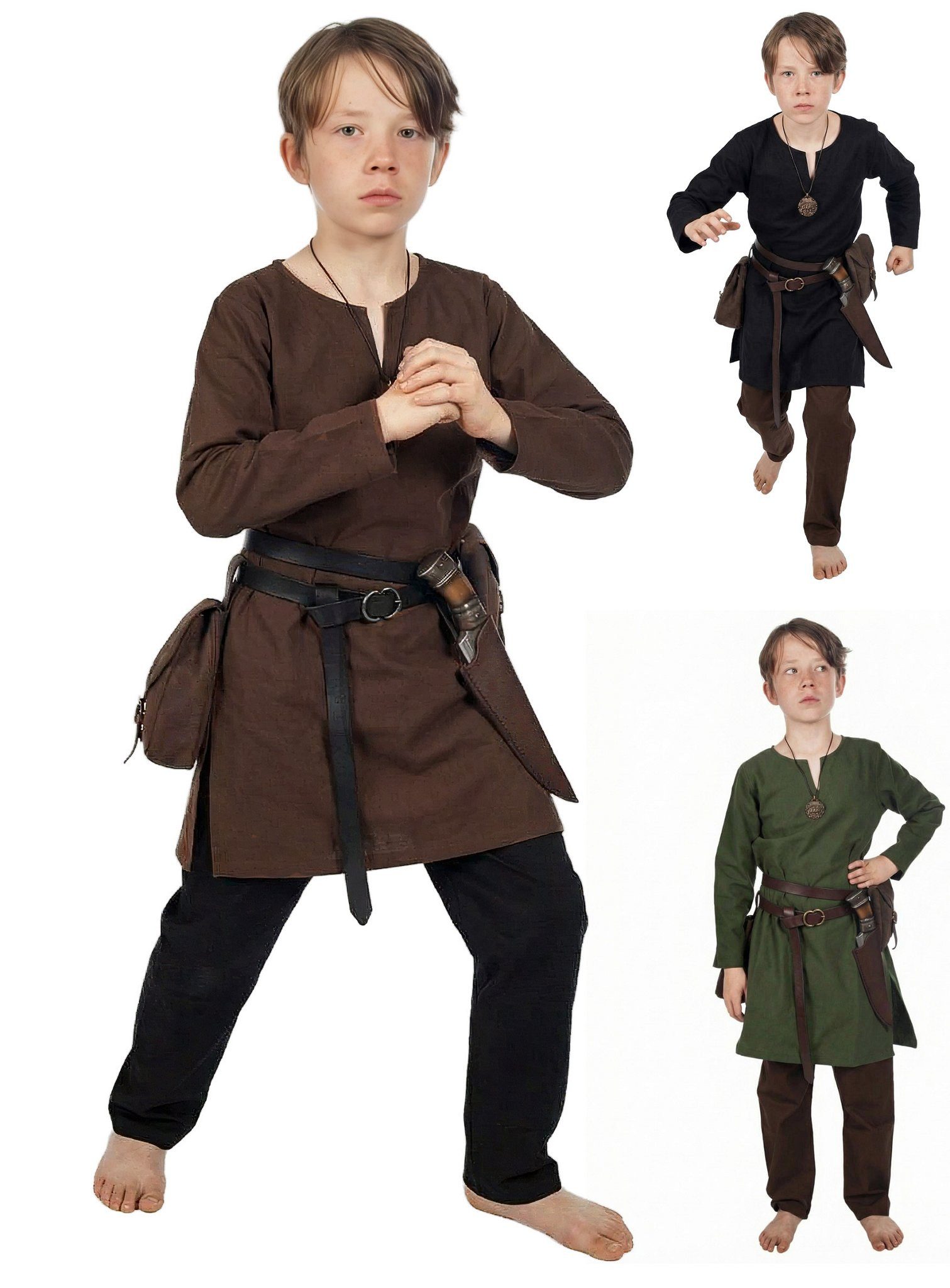 Andracor Kostüm Gewandung - Kleiner Abenteurer, Mit diesem hochwertigen Mittelalter Kostüm-Set aus Baumwolle können