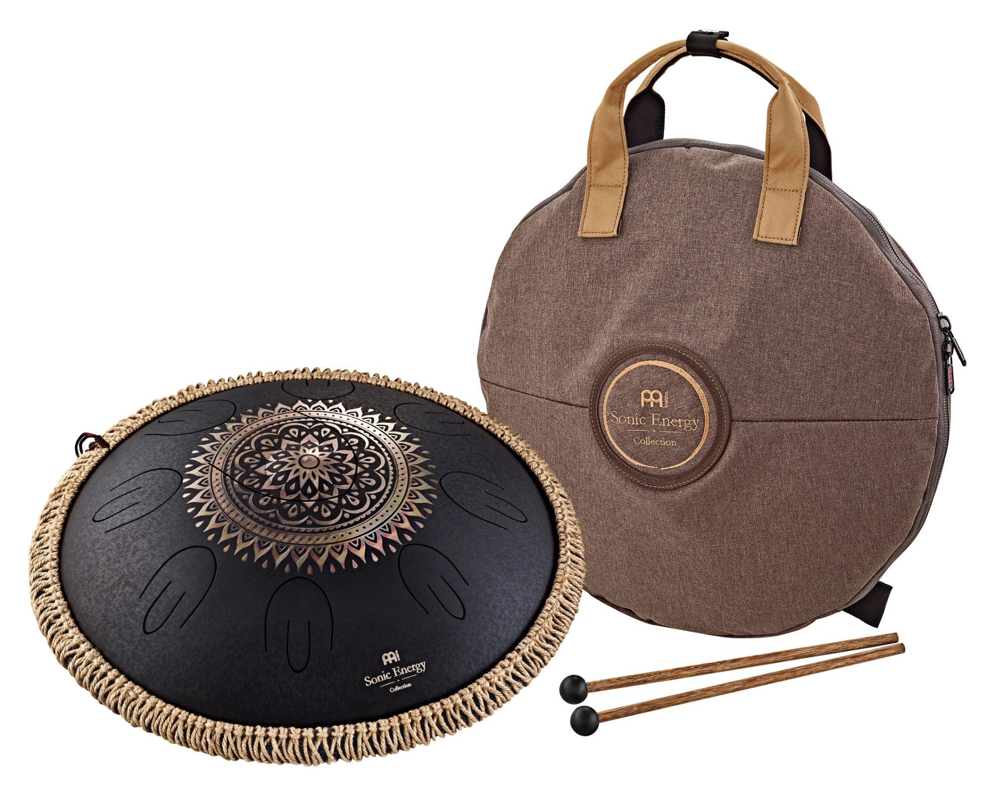 Meinl Sonic Energy Steel Tongue Drum Meinl Sonic Energy Octave Steel Tongue Drum Schwarz D Kurd,D3, A3, Bb3, C4, D4, E4, F4, G4, A4, 3-St., graviertes Blumendesign