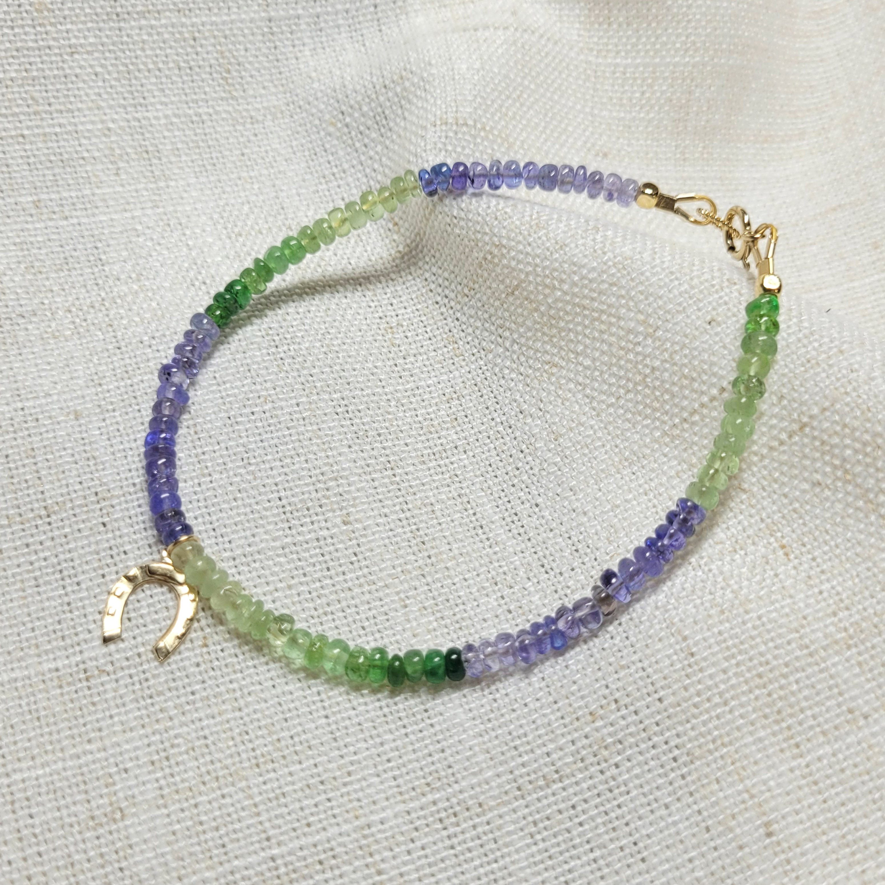 GOLDEN Charm-Armband Natürliche Tsavorit mit Tansanit Armband, Januar Dezember Geburtsstein