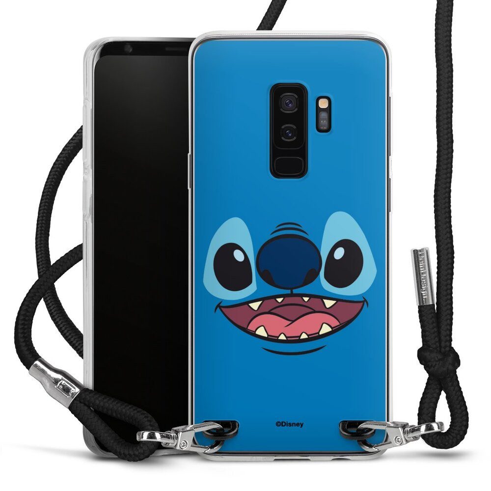 DeinDesign Handyhülle Lilo & Stitch Disney Offizielles Lizenzprodukt Stitch Closeup, Samsung Galaxy S9 Plus Handykette Hülle mit Band Case zum Umhängen