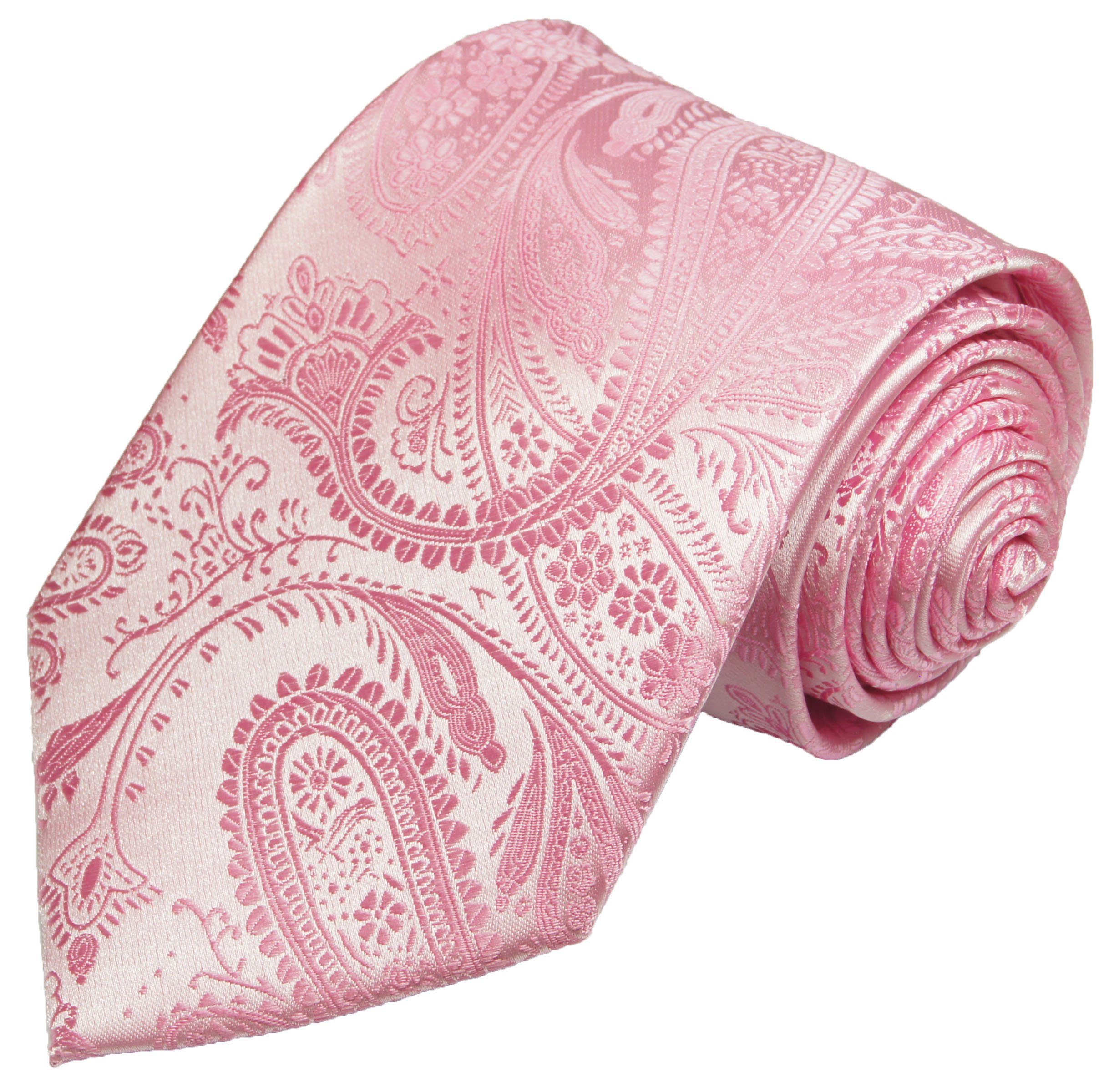 Paul Malone Krawatte Herren Hochzeitskrawatte paisley - Mikrofaser - Bräutigam Breit (8cm), rosa pink V94 | Breite Krawatten