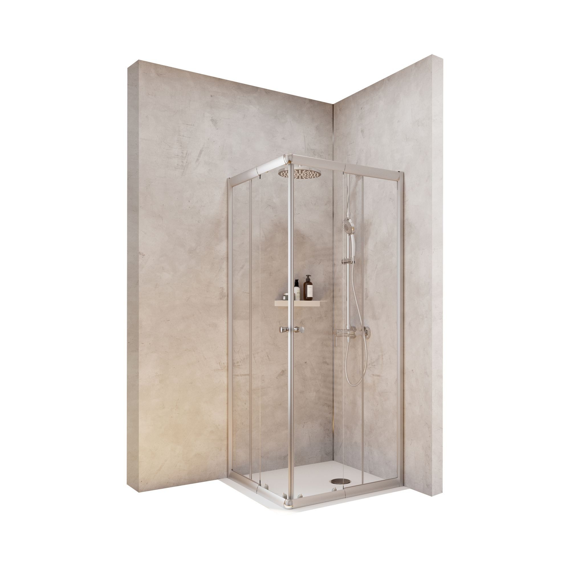 Schulte Eckdusche Corner, BxT: 75x75 cm, Sicherheitsglas, Eckeinstieg mit Schiebetüren, 180 cm hoch Klar Hell Profil Silberfarben