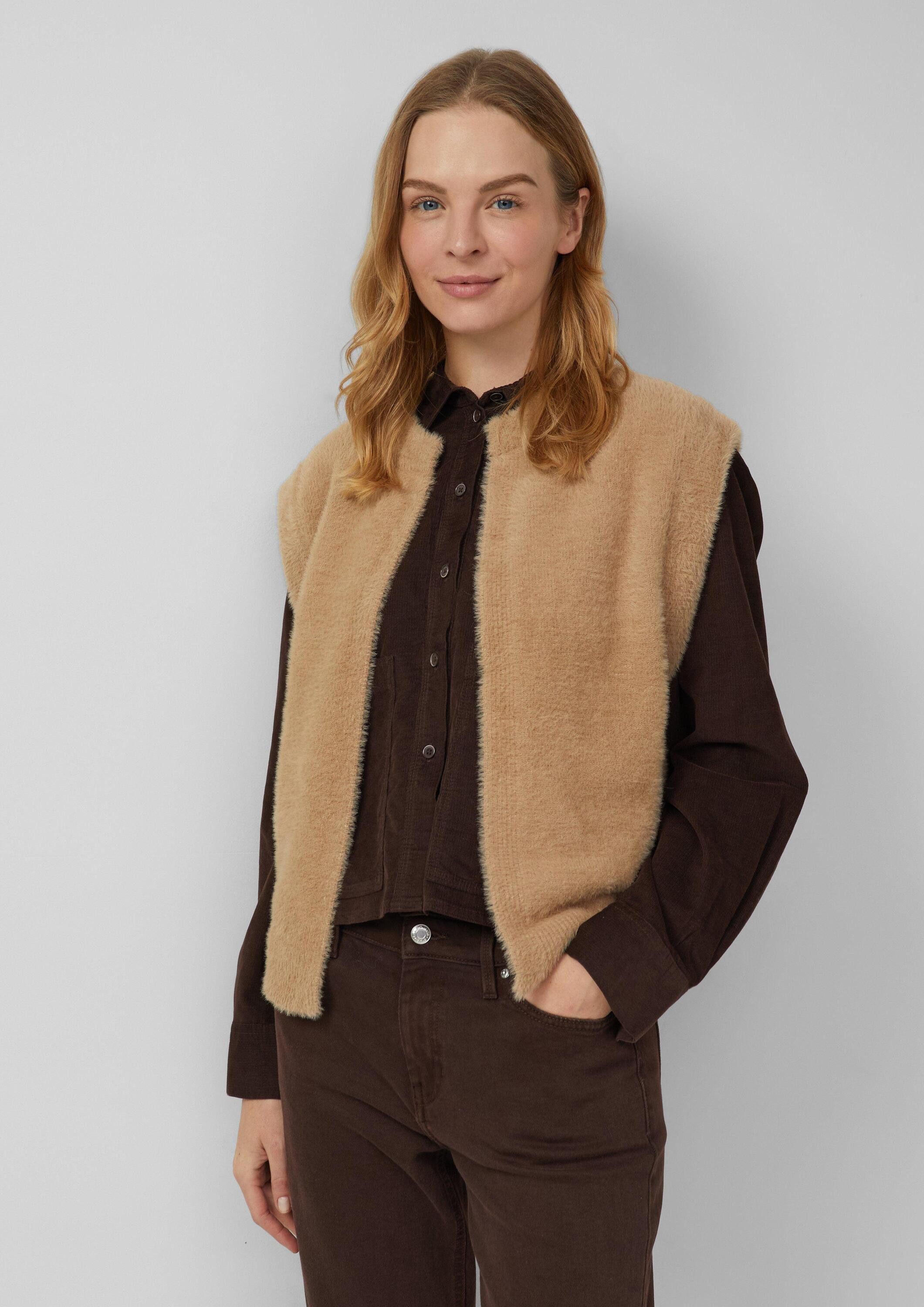 s.Oliver Funktionsweste Strickjacke Verschlusslose Weste in flauschigem Gar günstig online kaufen