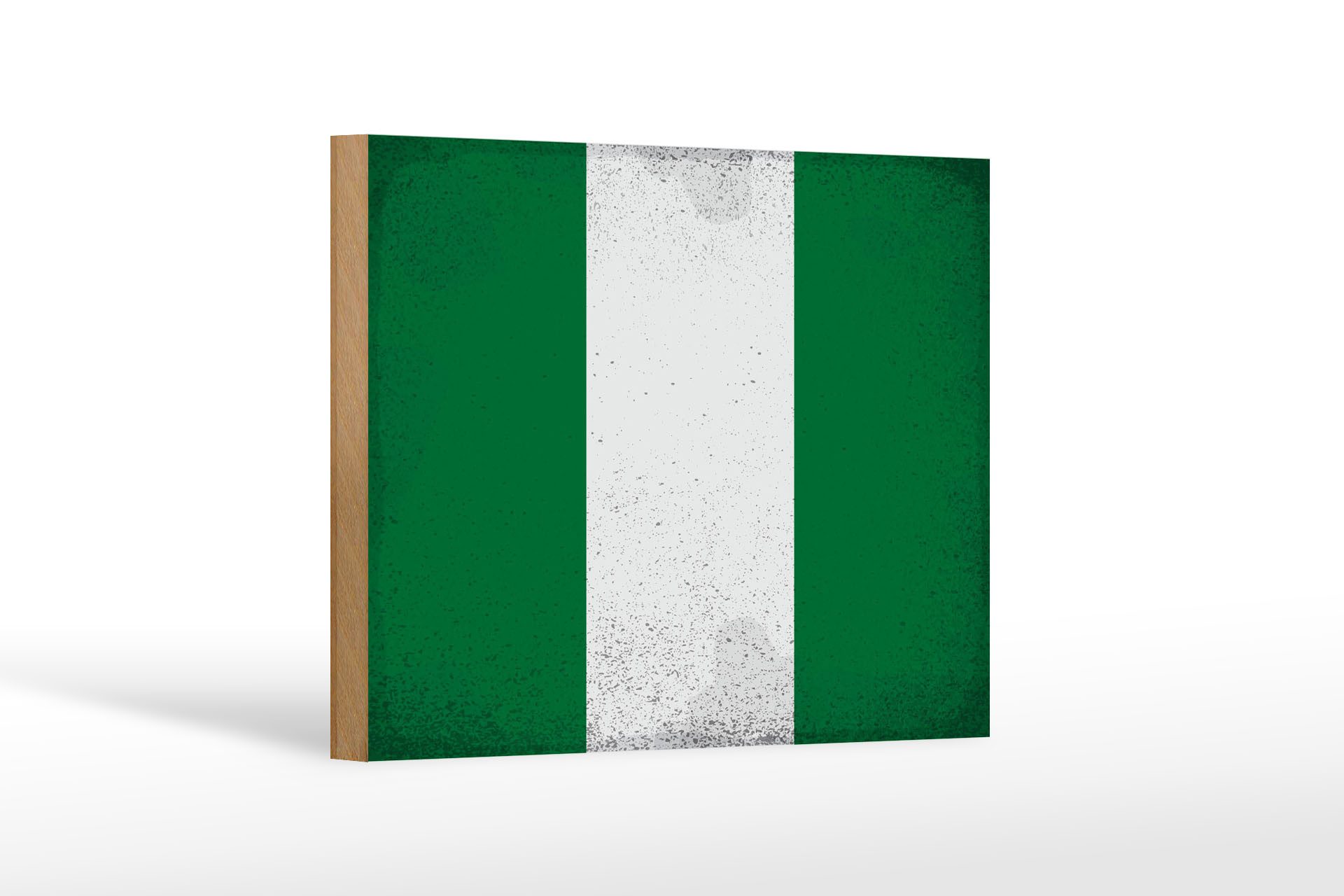 Femer GmbH Holzbild Flagge Nigeria 18x12 cm Flag of Nigeria Vintage, Flaggen (1 St), Glatte Holzfaserplatte (MDF), vorn beschichtet