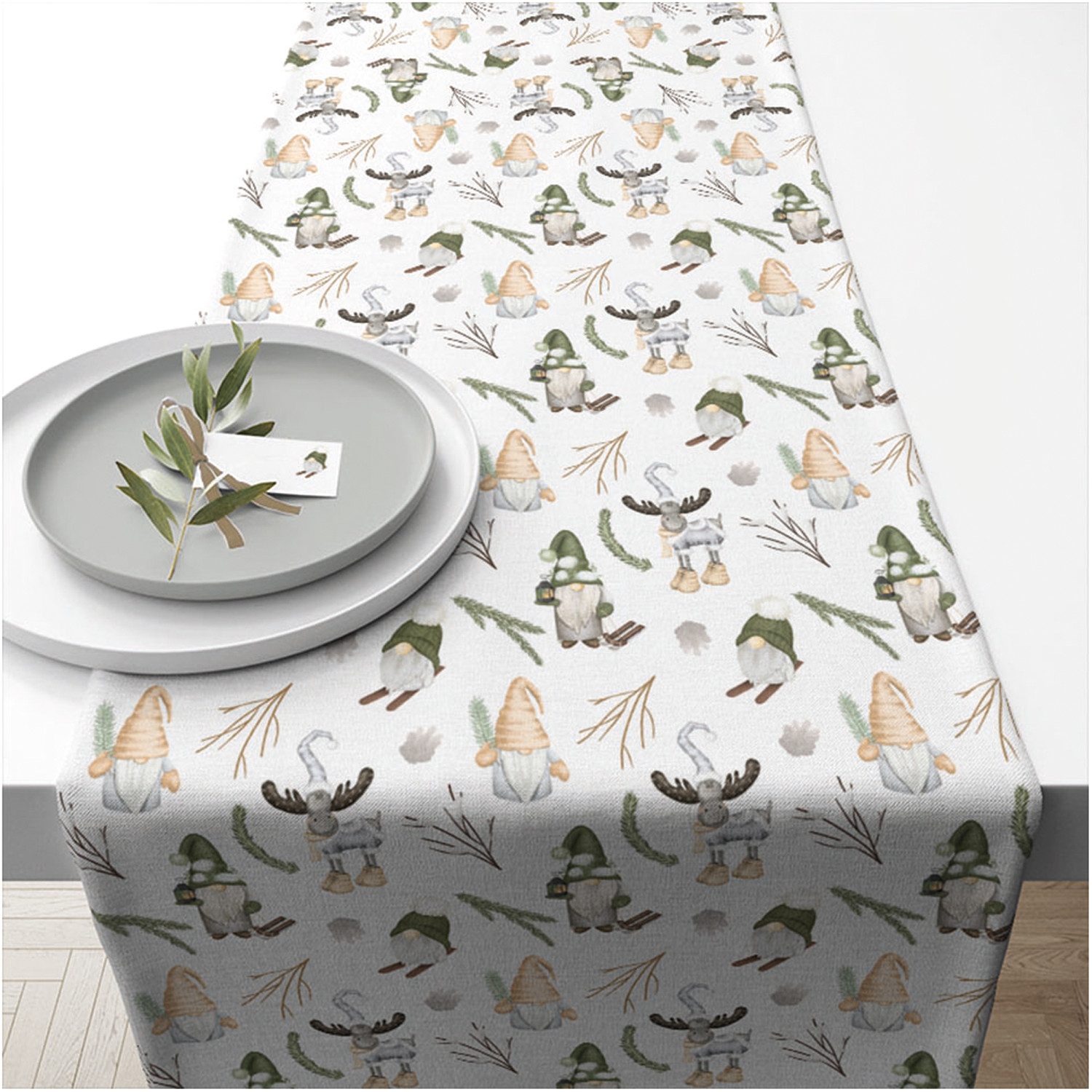 Ambiente® Узкие скатерти Forest gnomes (1-tlg, 1-teilig), Узкие скатерти Tischdecke ca.40x150cm Baumwolle