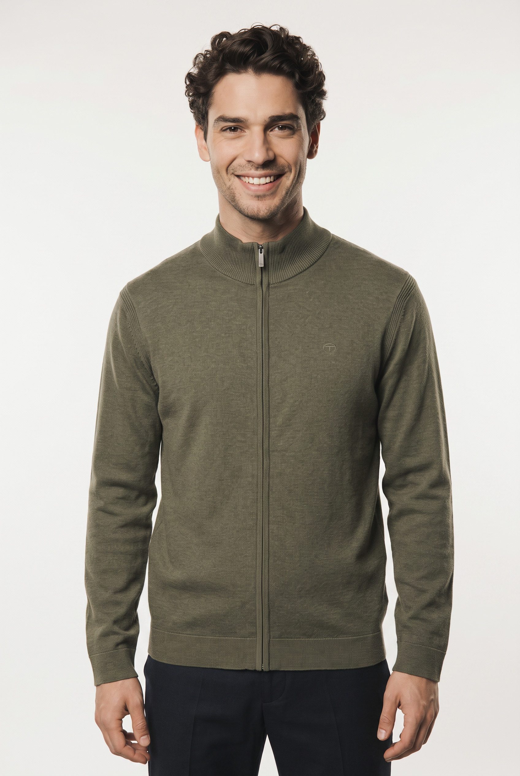 TOM TAILOR Strickjacke mit Logo Stickerei